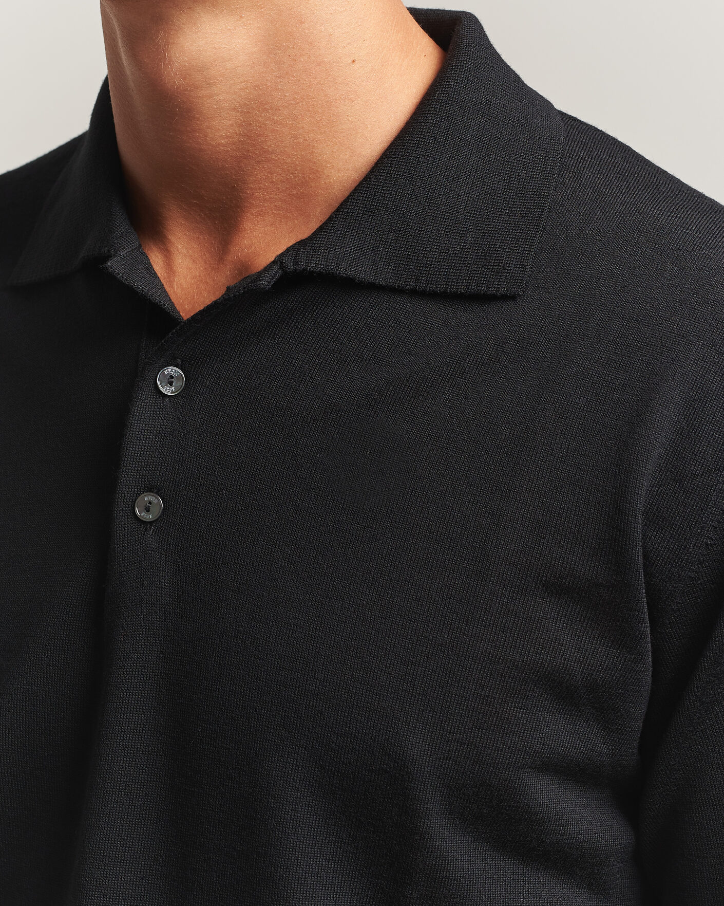 Herre | Trøjer | Eton | Merino Wool Knitted Polo Black
