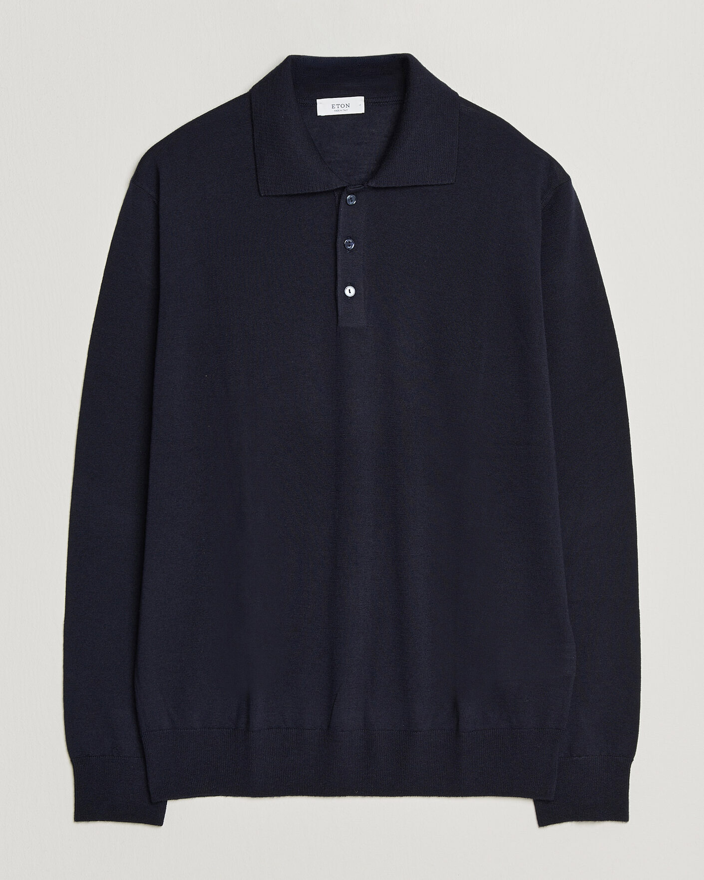 Herre | Trøjer | Eton | Merino Wool Knitted Polo Navy Blue
