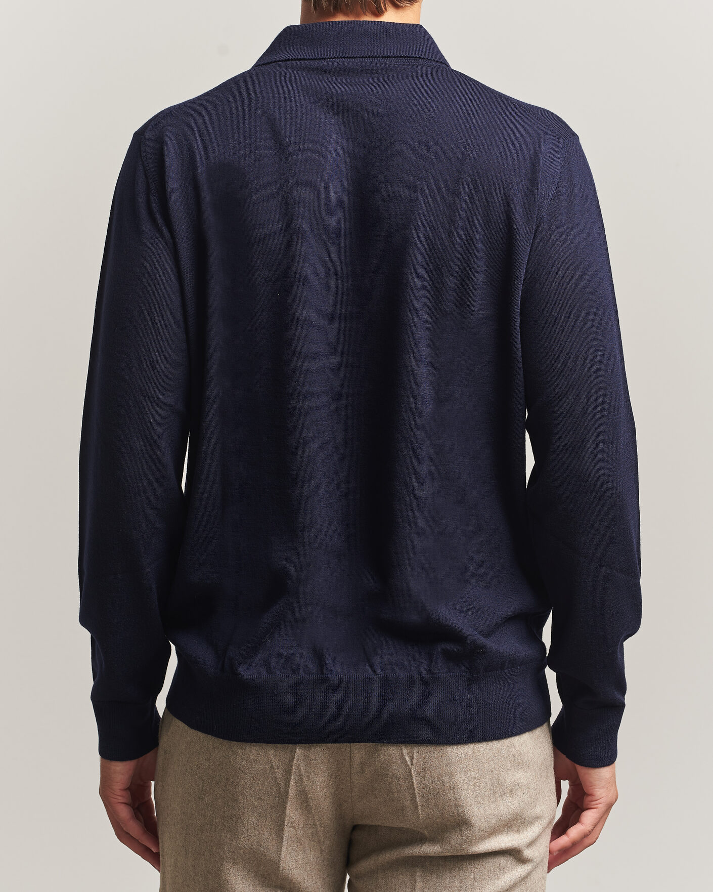 Herre | Trøjer | Eton | Merino Wool Knitted Polo Navy Blue