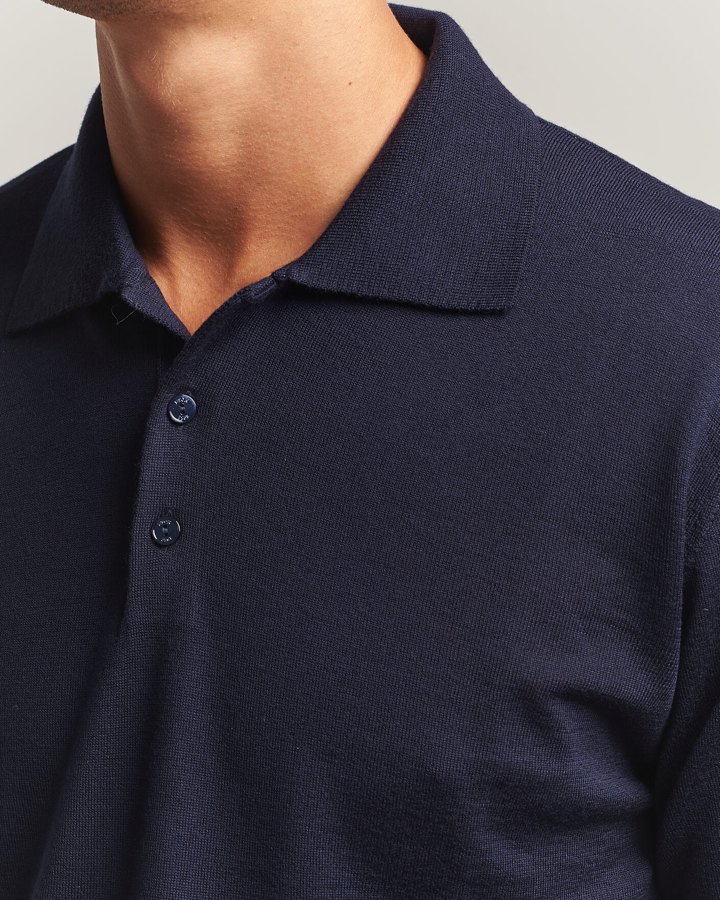 Herre | Trøjer | Eton | Merino Wool Knitted Polo Navy Blue