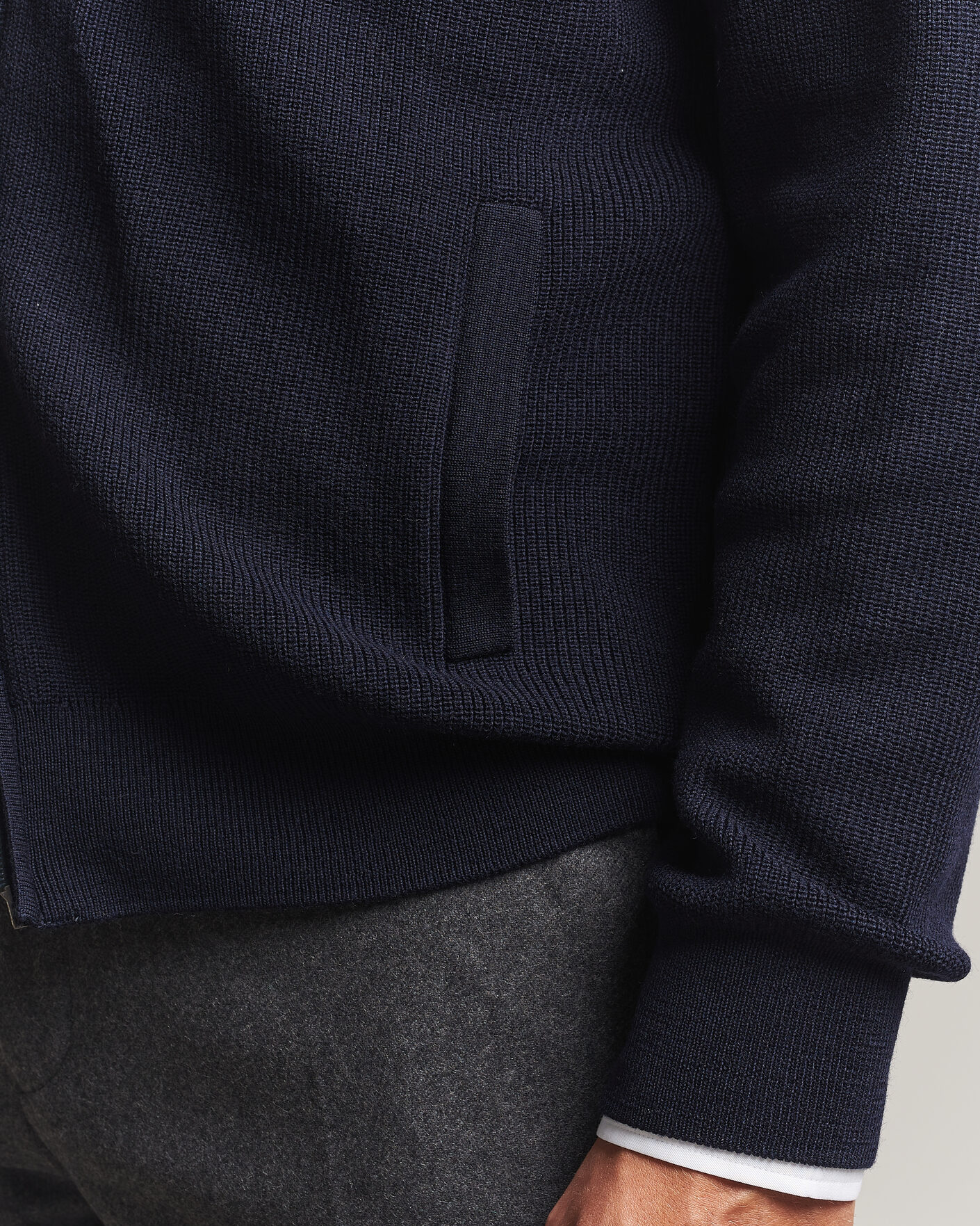 Herre | Trøjer | Eton | Merino Wool Knitted Full Zip Navy Blue