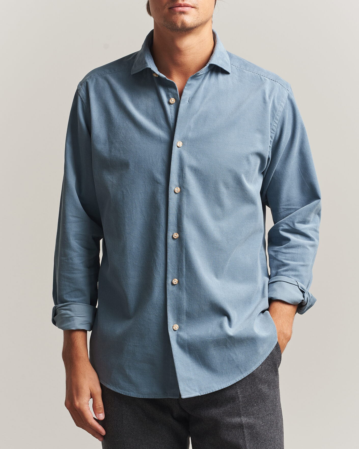 Herre | Skjorter | Eton | Casual Fit Corduroy Shirt Blue