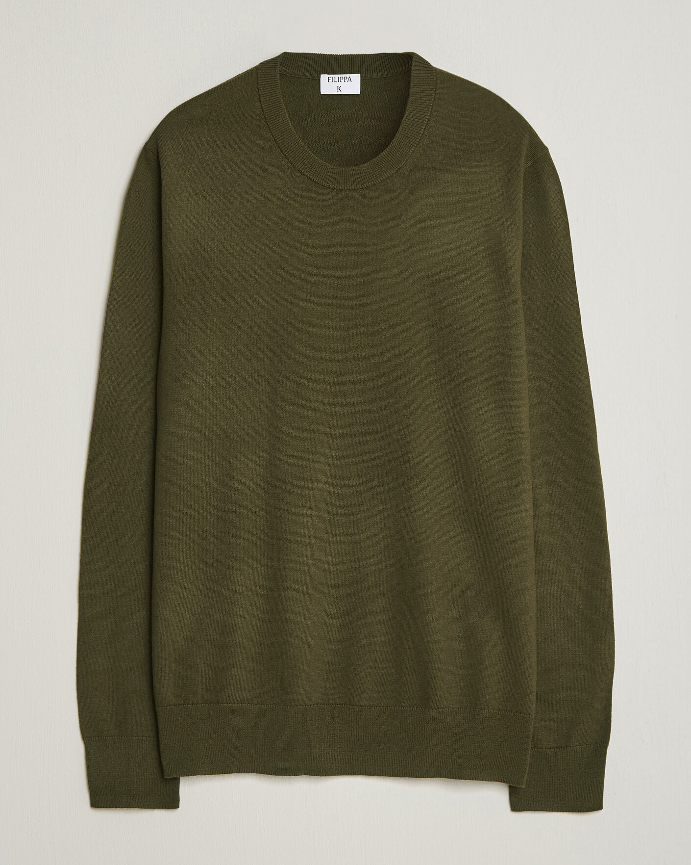Herre | Trøjer | Filippa K | Cotton Merino Knitted Sweater Dark Moss Green
