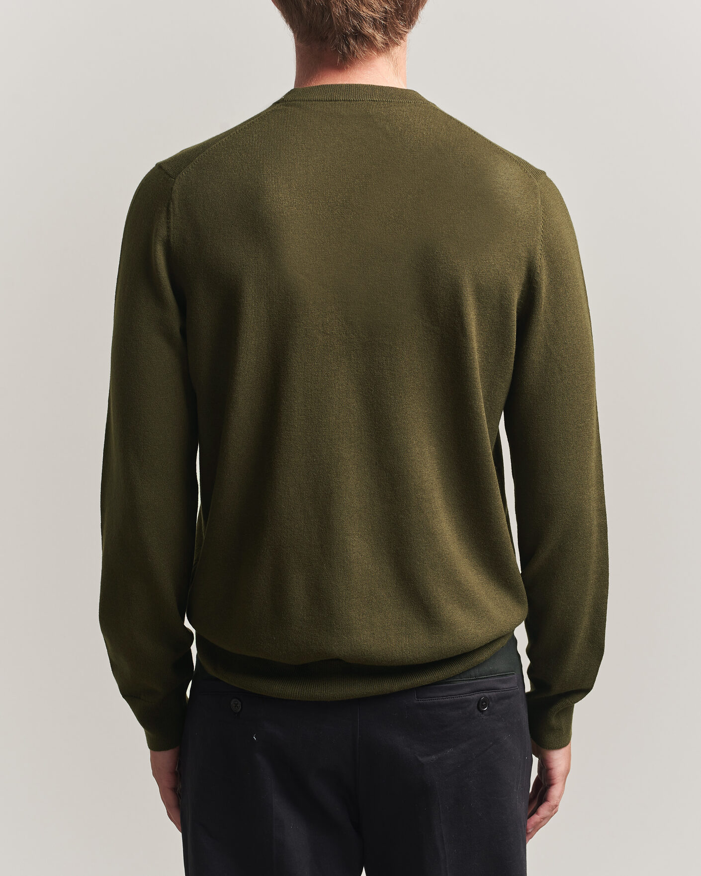 Herre | Trøjer | Filippa K | Cotton Merino Knitted Sweater Dark Moss Green