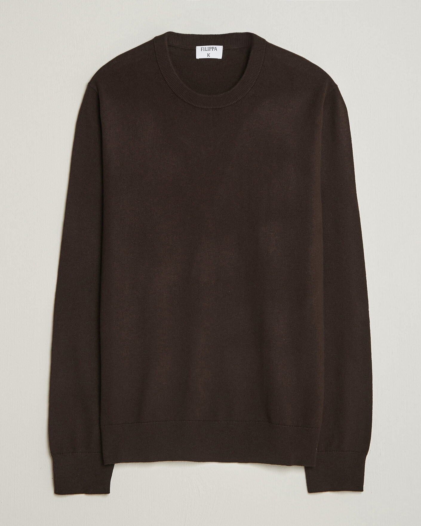 Herre | Trøjer | Filippa K | Cotton Merino Knitted Sweater Dark Chocolate