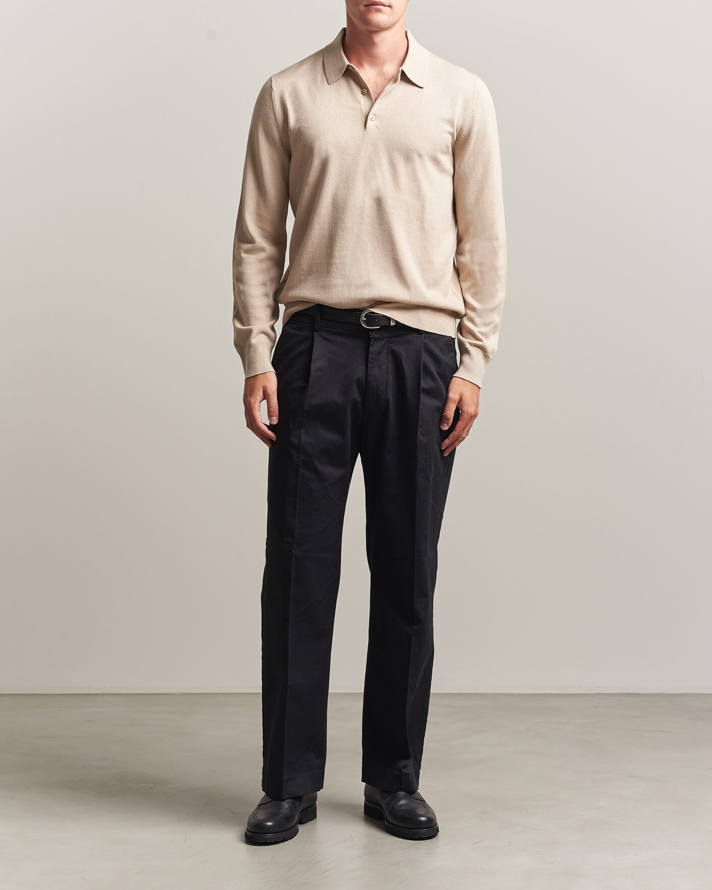 Herre | Trøjer | Filippa K | Knitted Polo Shirt Pearl Beige