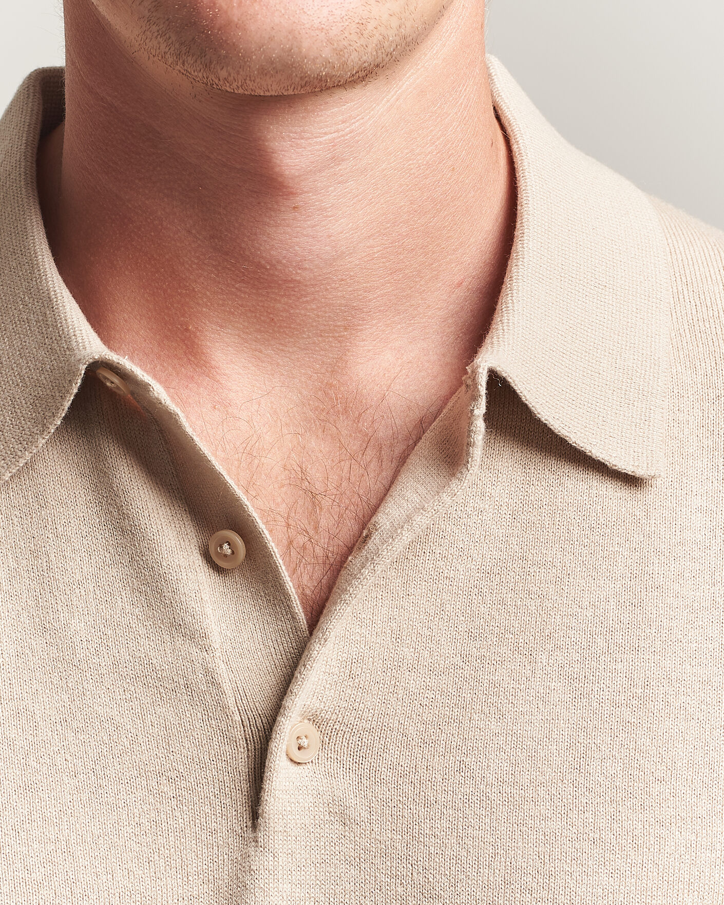 Herre | Trøjer | Filippa K | Knitted Polo Shirt Pearl Beige