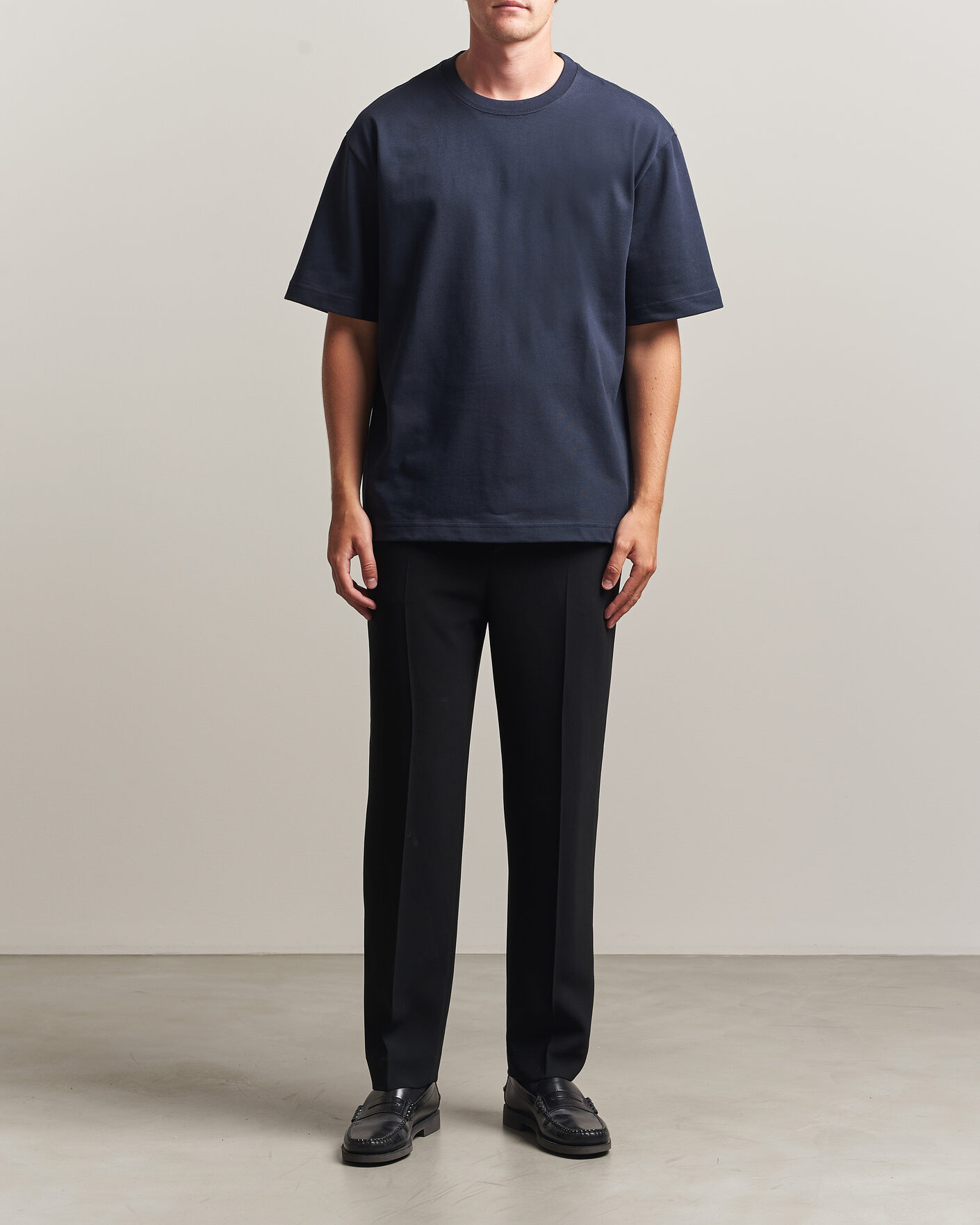 Herre | T-Shirts | Filippa K | Heavy Cotton Crew Neck T-Shirt Night Blue