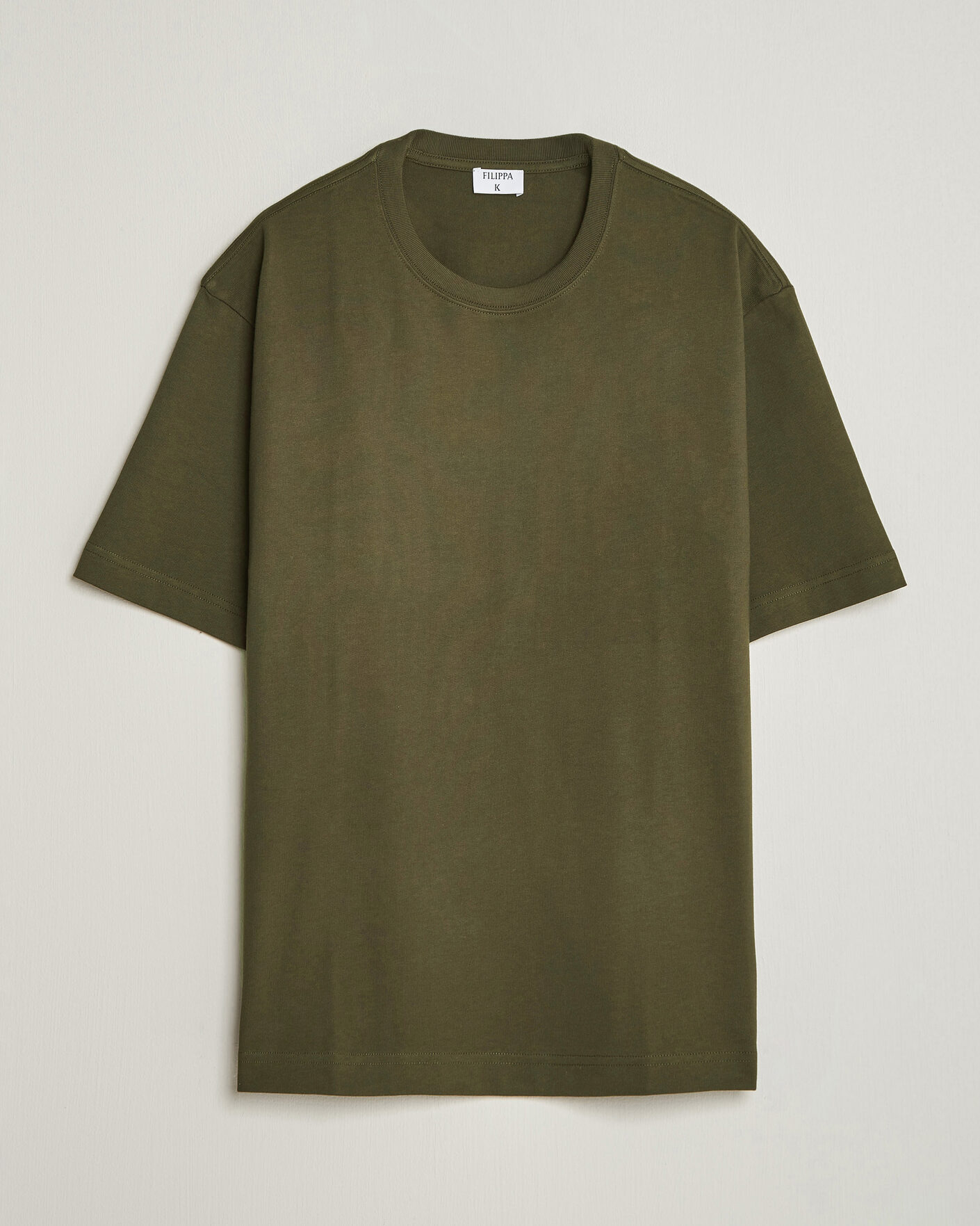 Herre | T-Shirts | Filippa K | Heavy Cotton Crew Neck T-Shirt Dark Moss Green