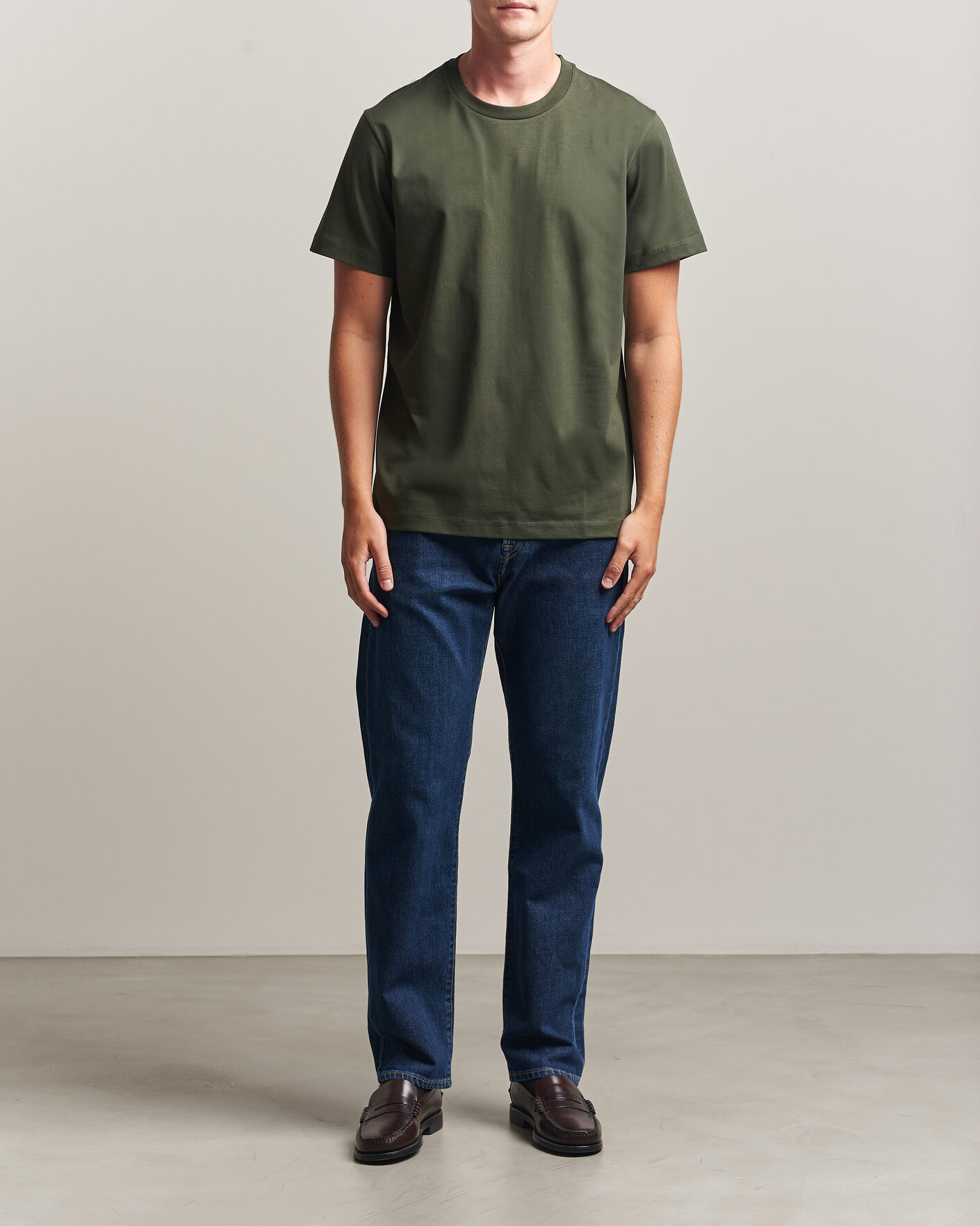 Herre | T-Shirts | Filippa K | Filip Crew Neck T-Shirt Night Green