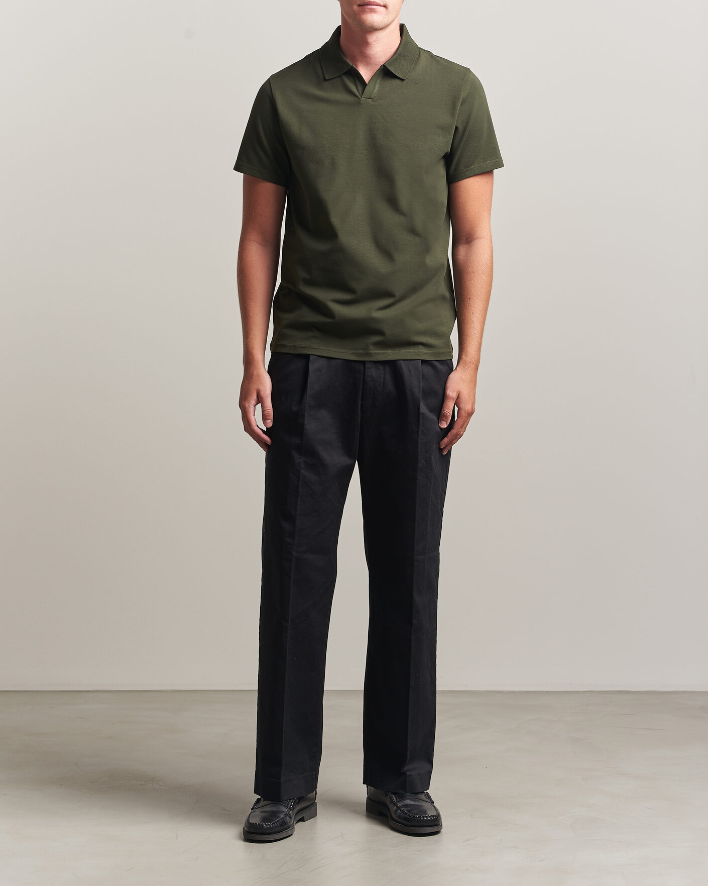 Herre | Polotrøjer | Filippa K | Soft Lycra Polo T-Shirt Night Green
