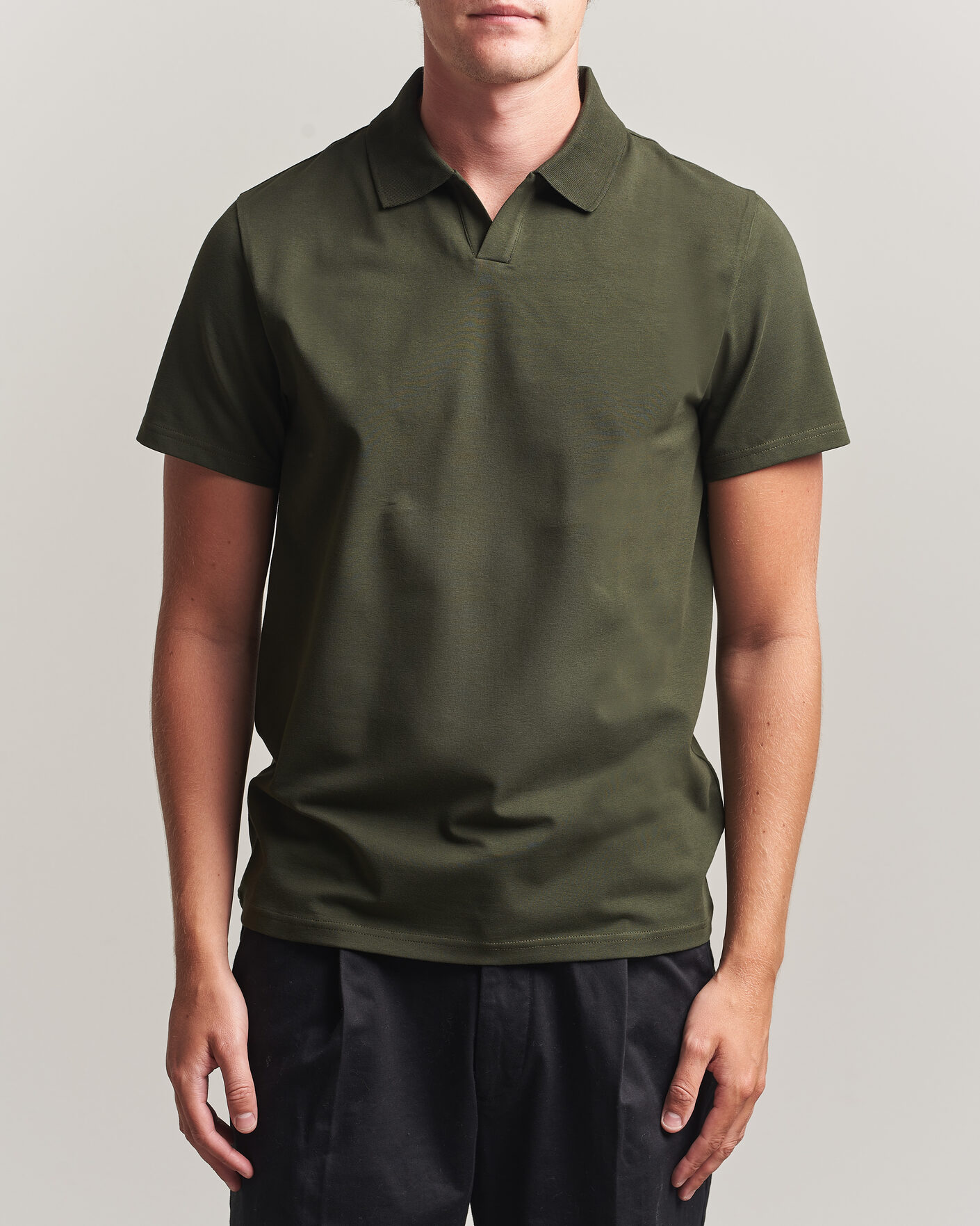 Herre | Polotrøjer | Filippa K | Soft Lycra Polo T-Shirt Night Green