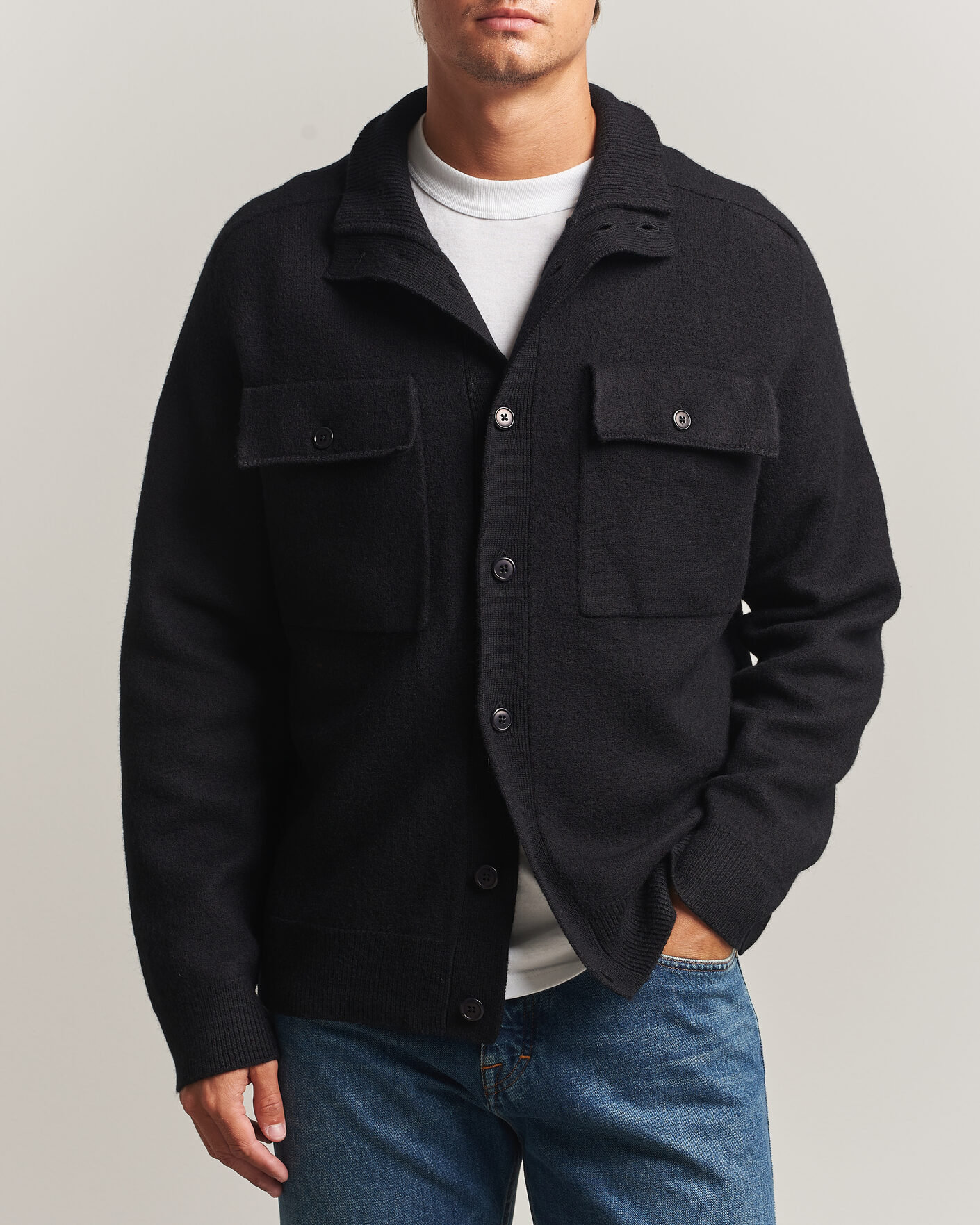 Herre | Trøjer | Filippa K | Wool Knitted Cardigan Black