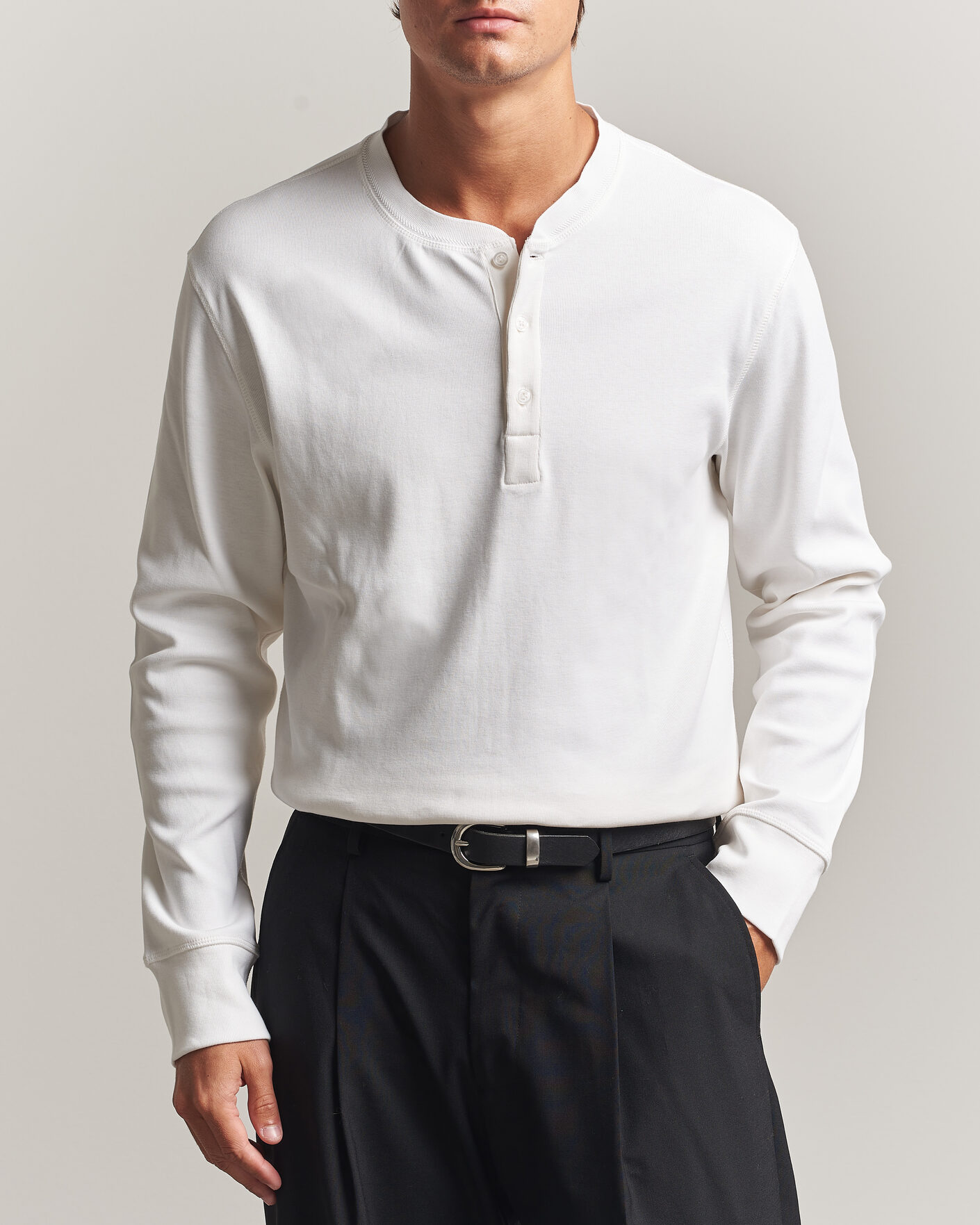 Herre | Trøjer | Filippa K | Cotton Rib Henley White
