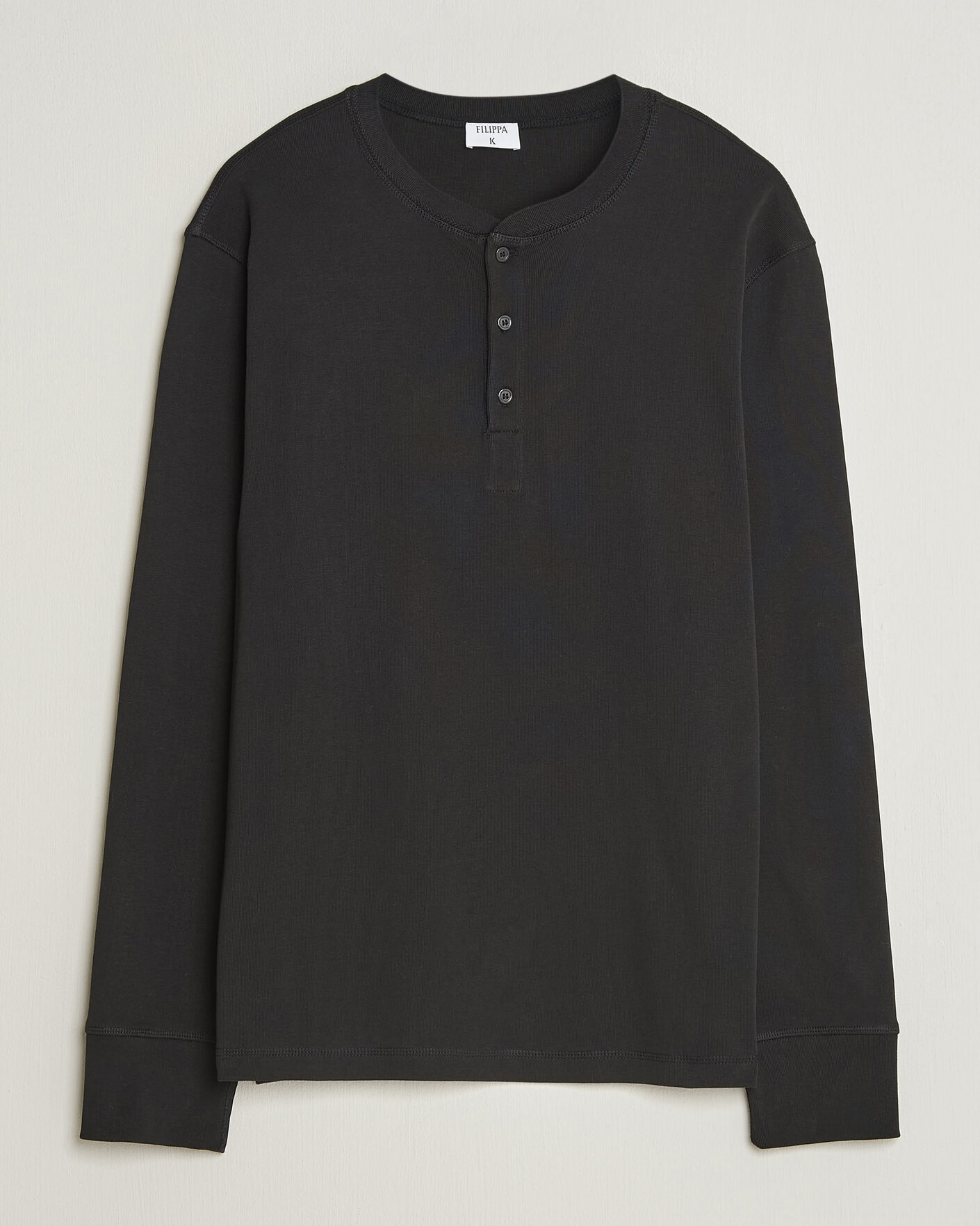Herre | Trøjer | Filippa K | Cotton Rib Henley Black