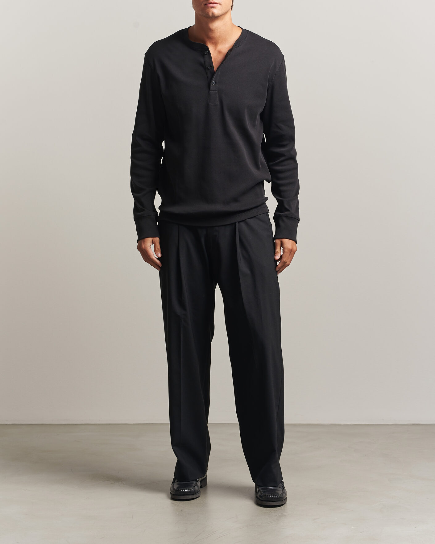 Herre | Trøjer | Filippa K | Cotton Rib Henley Black