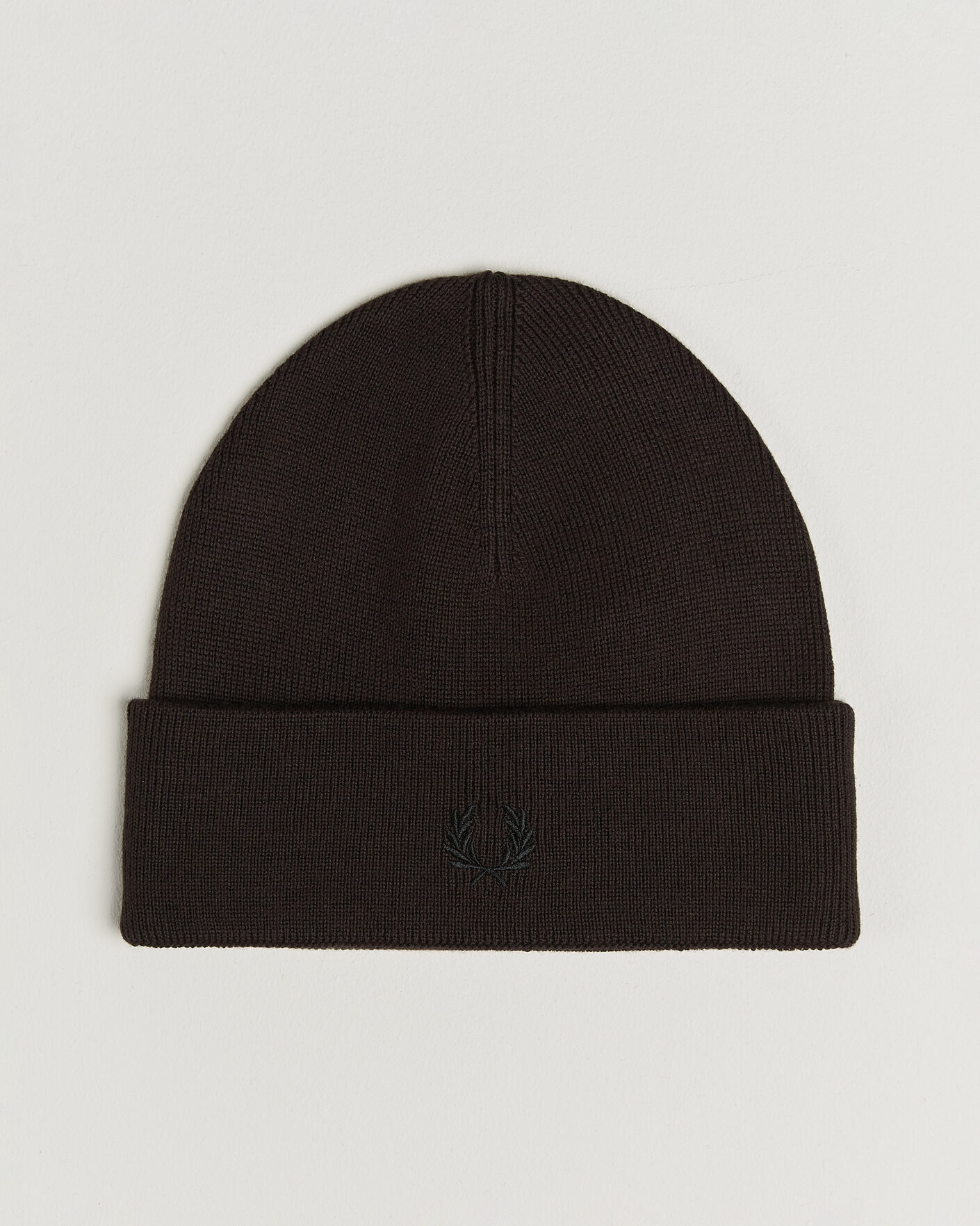 Herre | Huer | Fred Perry | Merino Wool Beanie Rich Brown