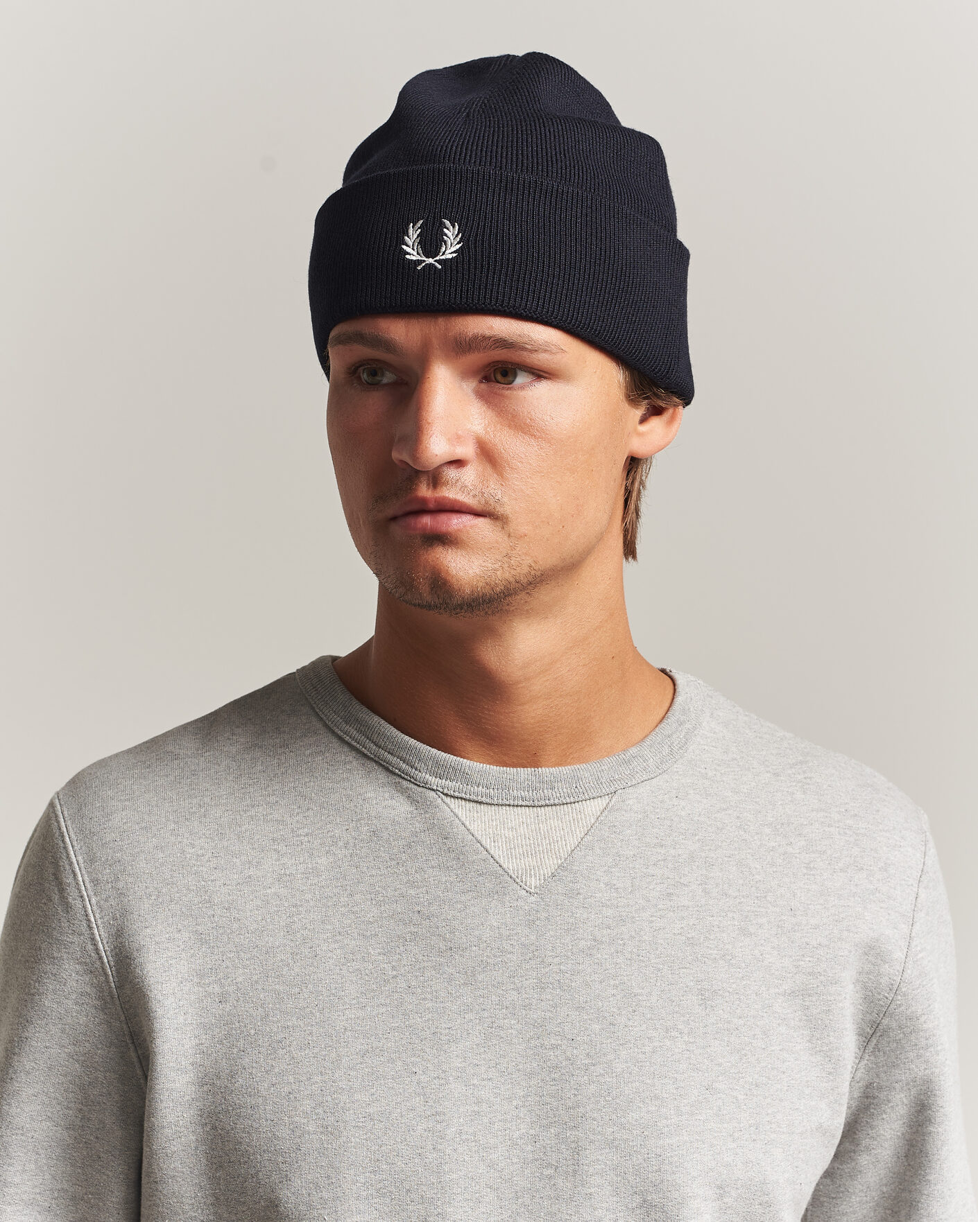 Herre | Huer | Fred Perry | Merino Wool Beanie Navy