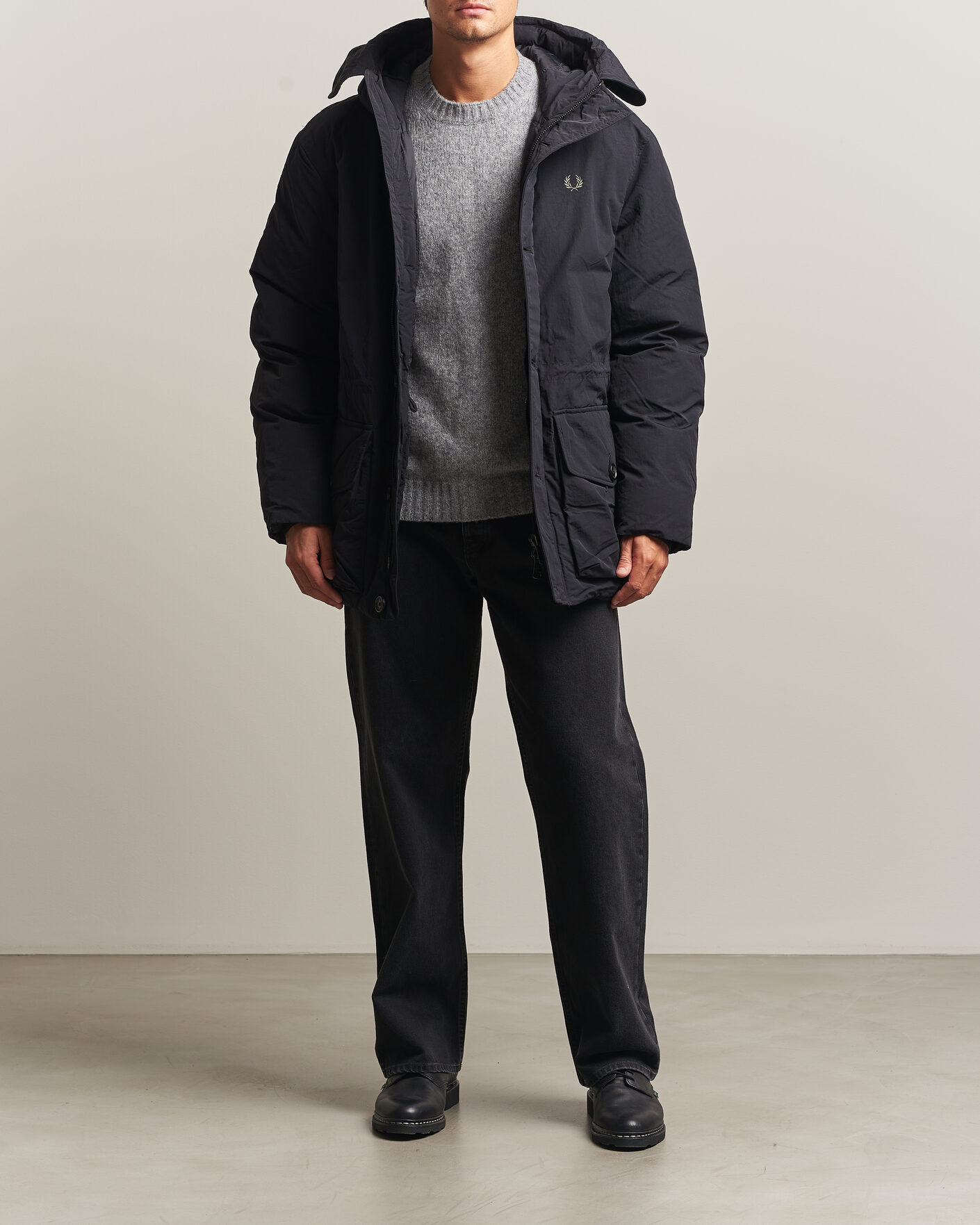 Herre | Jakker | Fred Perry | Padded Patch Pocket Parka Black