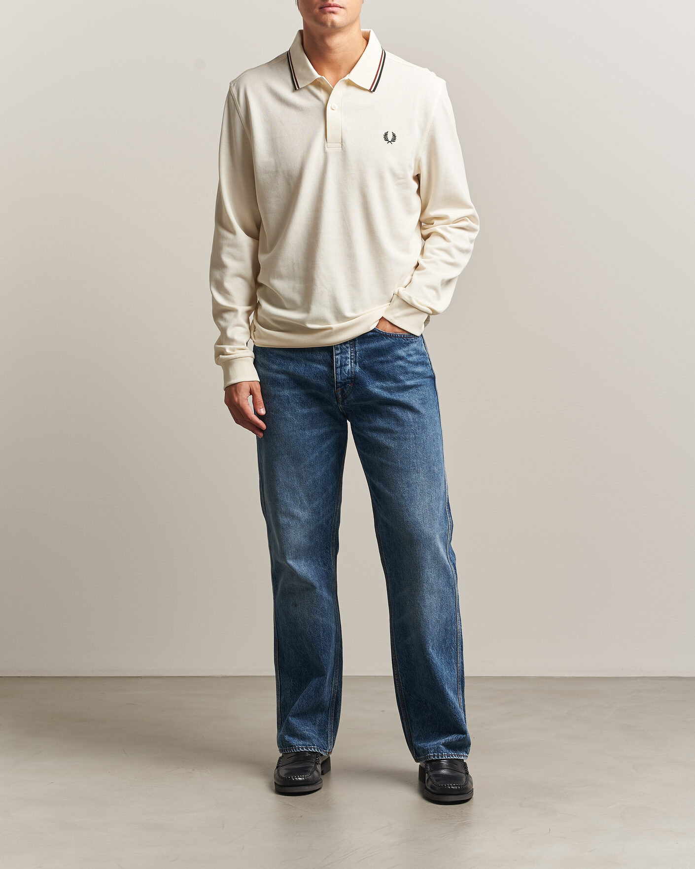Herre | Polotrøjer | Fred Perry | Twin Tipped Long Sleeve Polo Shirt Ecru