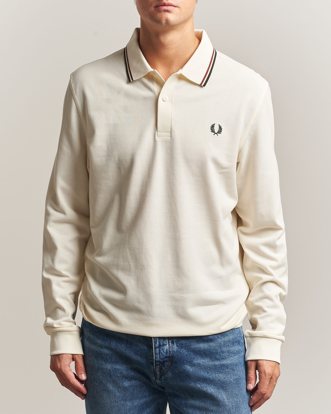 Herre | Polotrøjer | Fred Perry | Twin Tipped Long Sleeve Polo Shirt Ecru