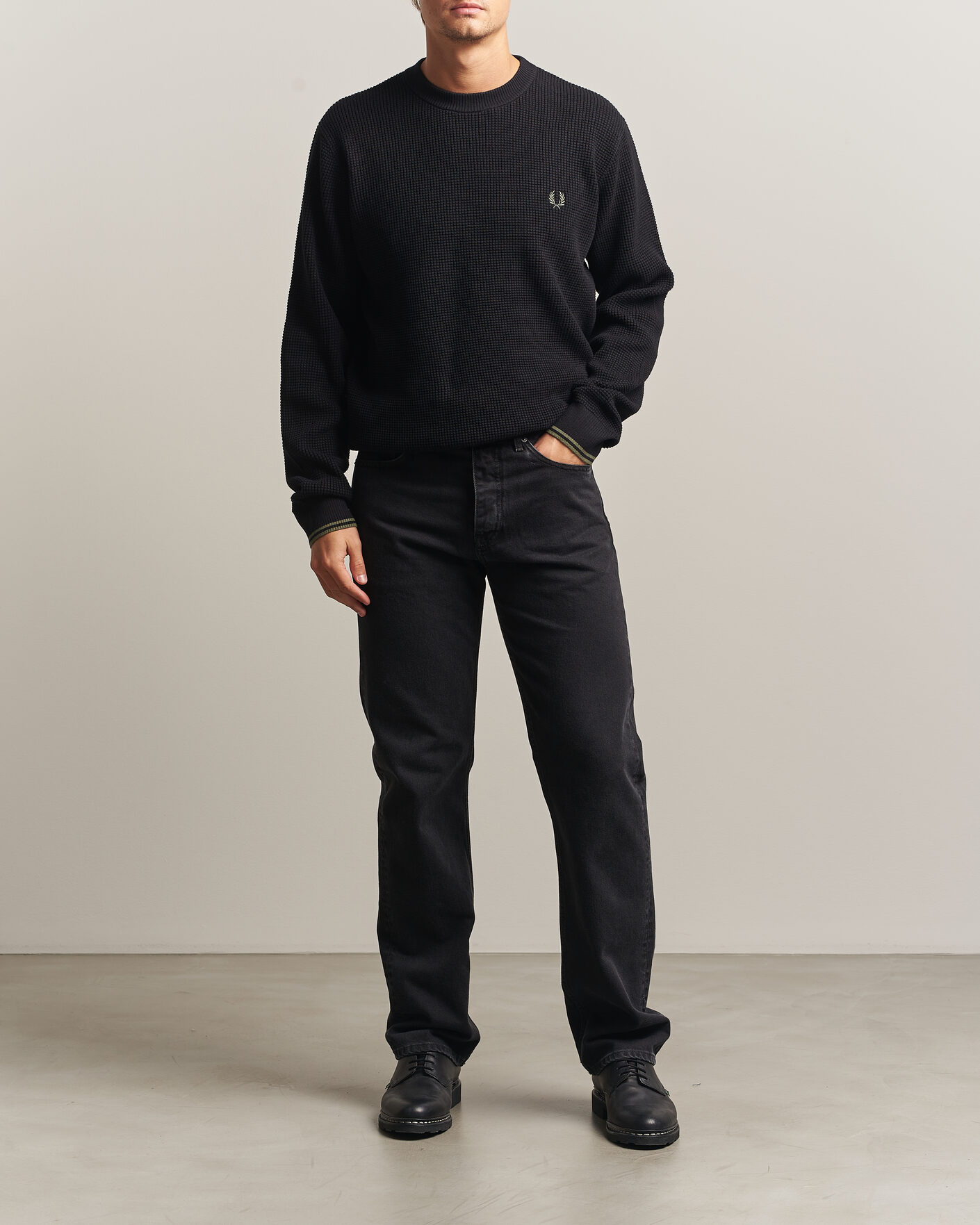 Herre | Trøjer | Fred Perry | Waffle Stitch Jumper Black