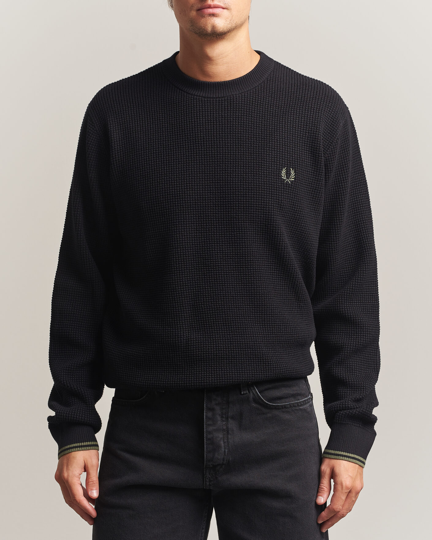 Herre | Trøjer | Fred Perry | Waffle Stitch Jumper Black