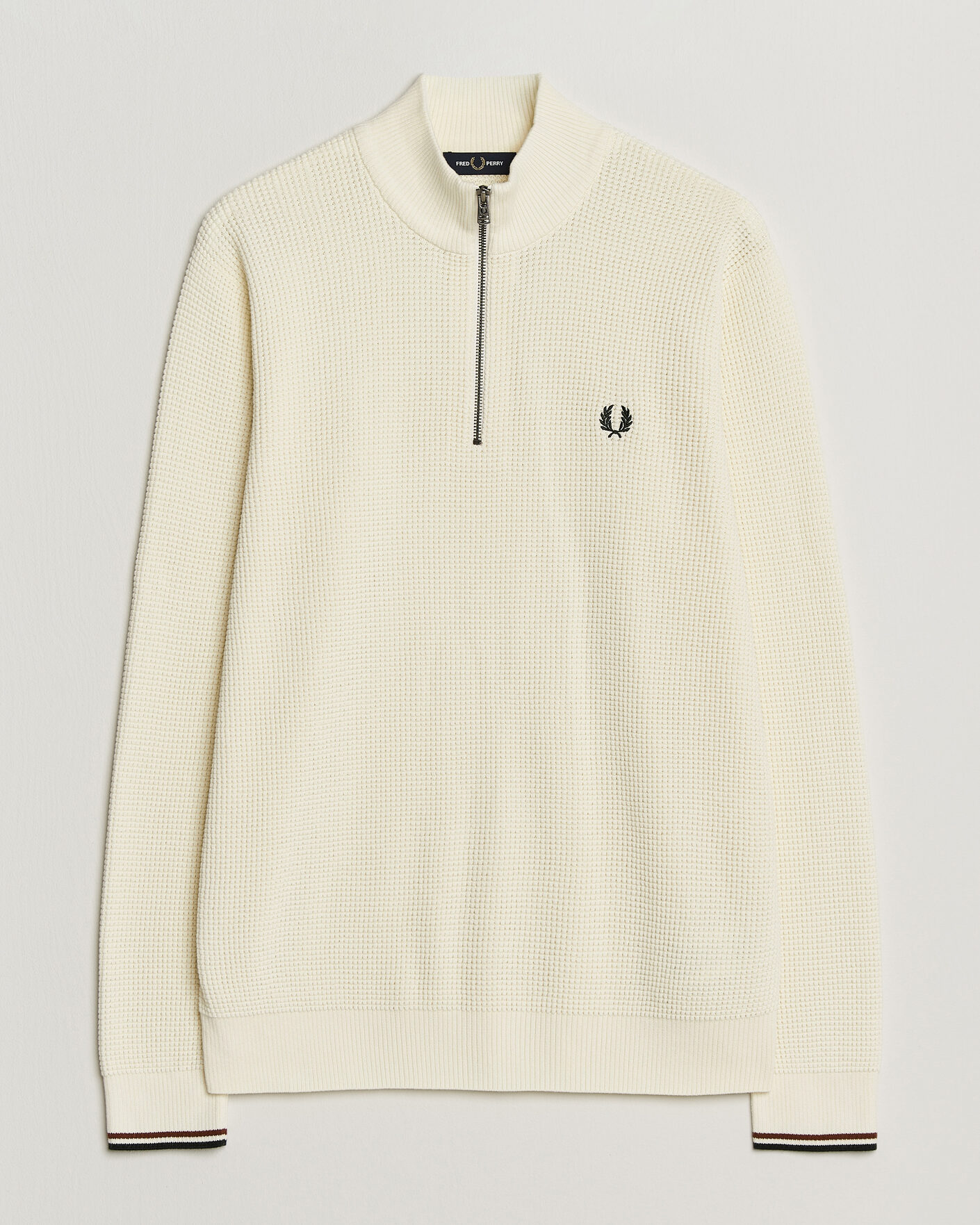 Herre | Trøjer | Fred Perry | Waffle Stitch Half Zip Ecru