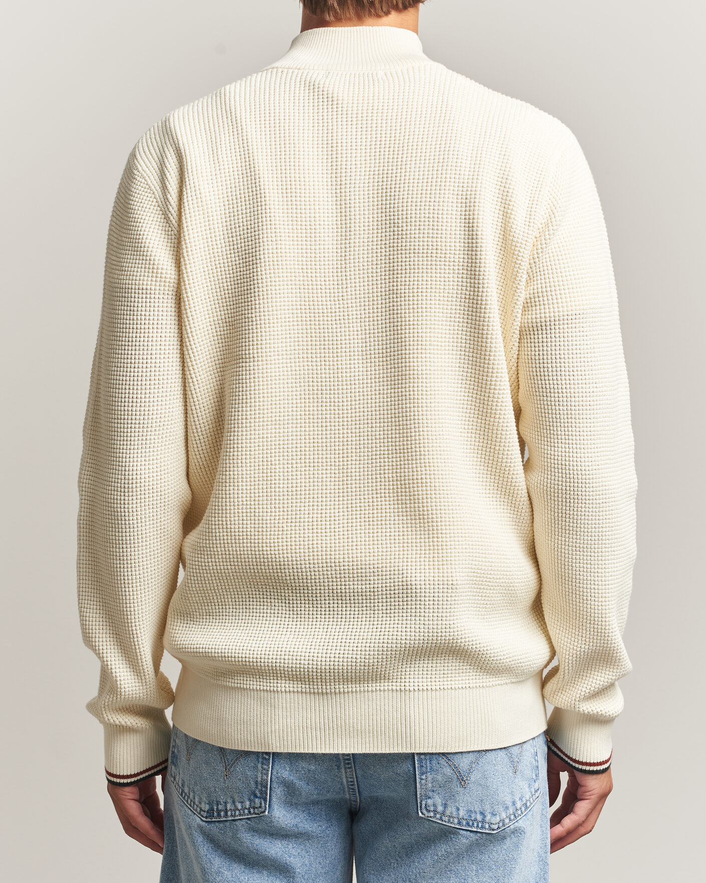 Herre | Trøjer | Fred Perry | Waffle Stitch Half Zip Ecru