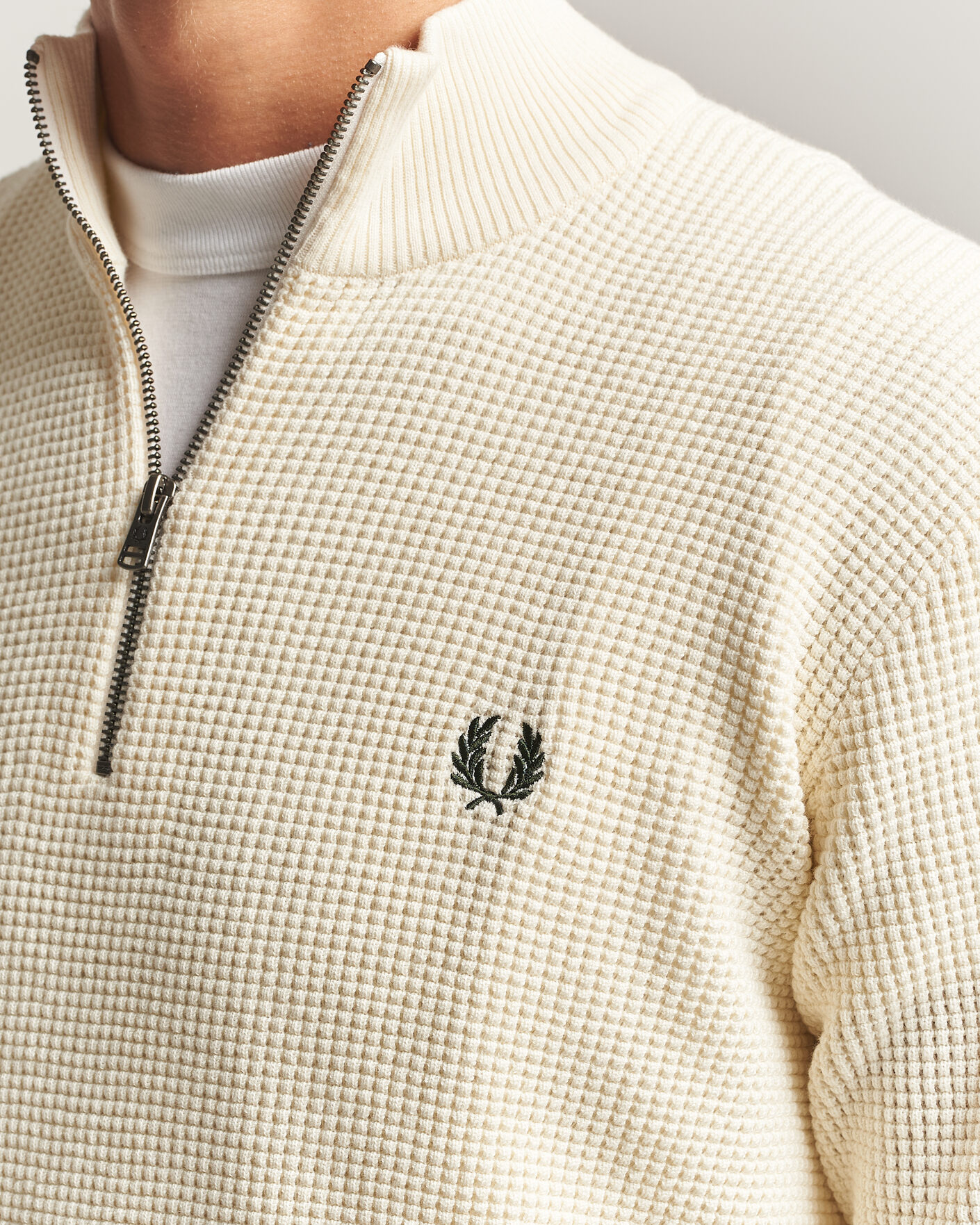 Herre | Trøjer | Fred Perry | Waffle Stitch Half Zip Ecru