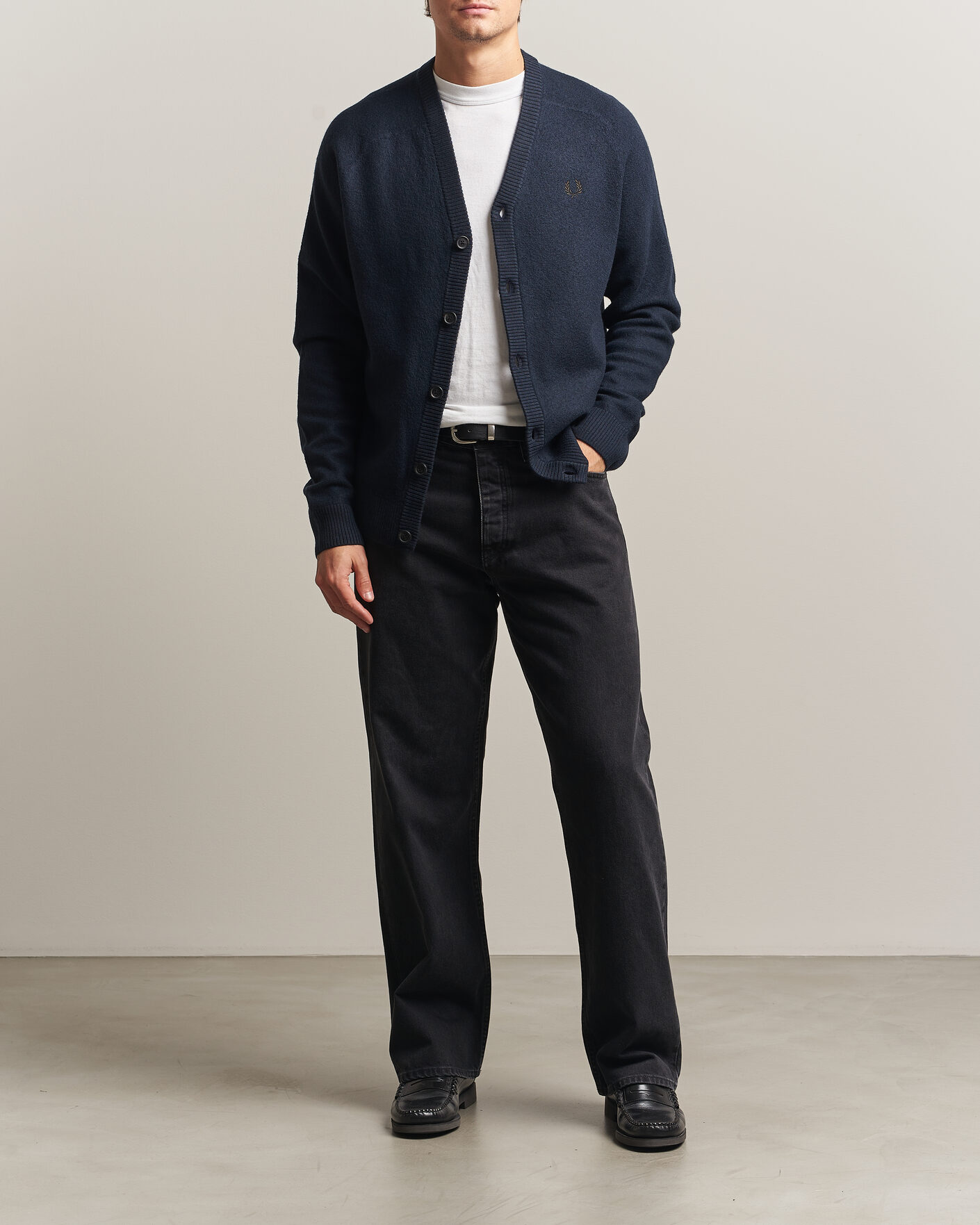 Herre | Trøjer | Fred Perry | Wool Saddle Sleeve Cardigan Navy