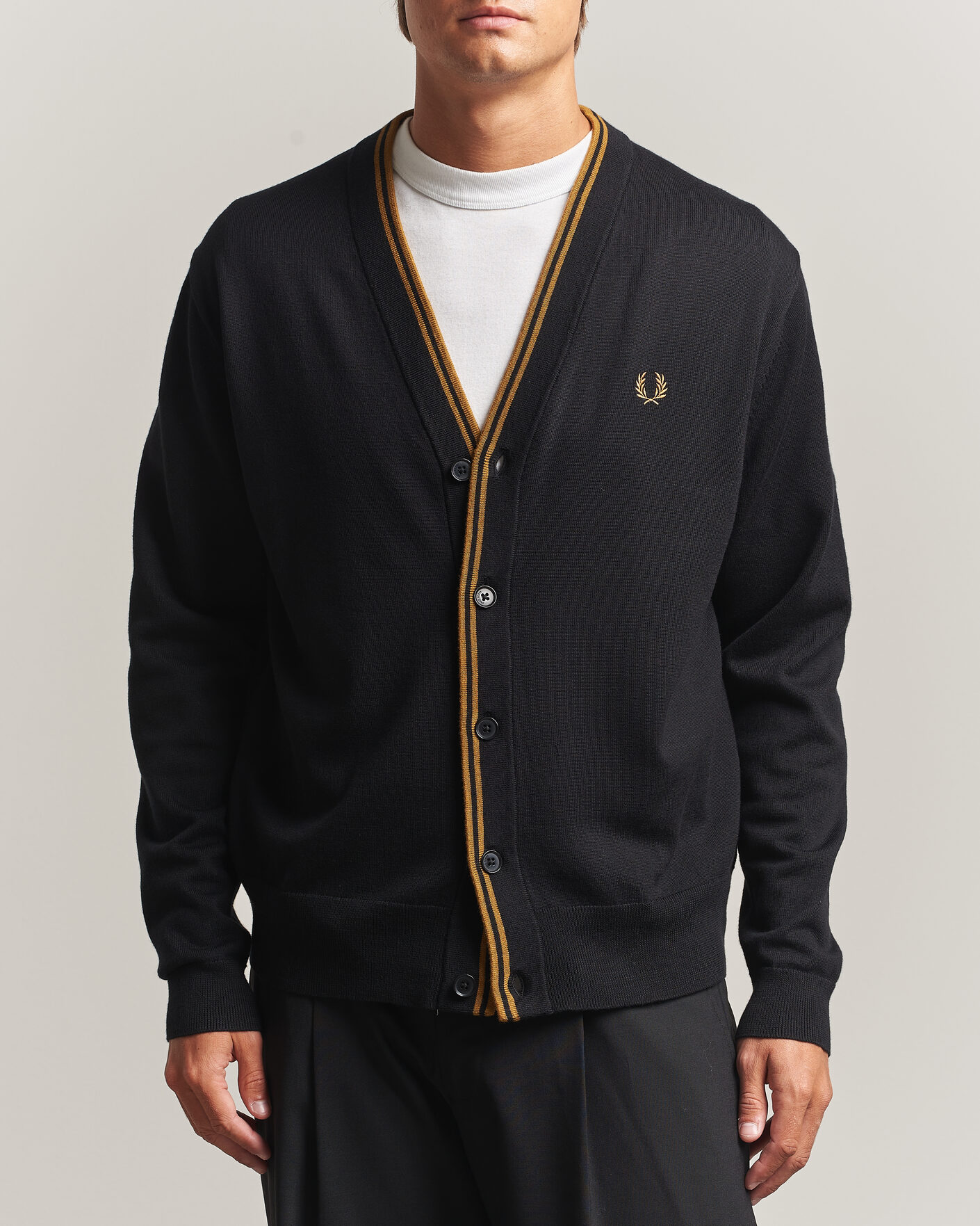 Herre | Trøjer | Fred Perry | Classic Knitted Cardigan Black