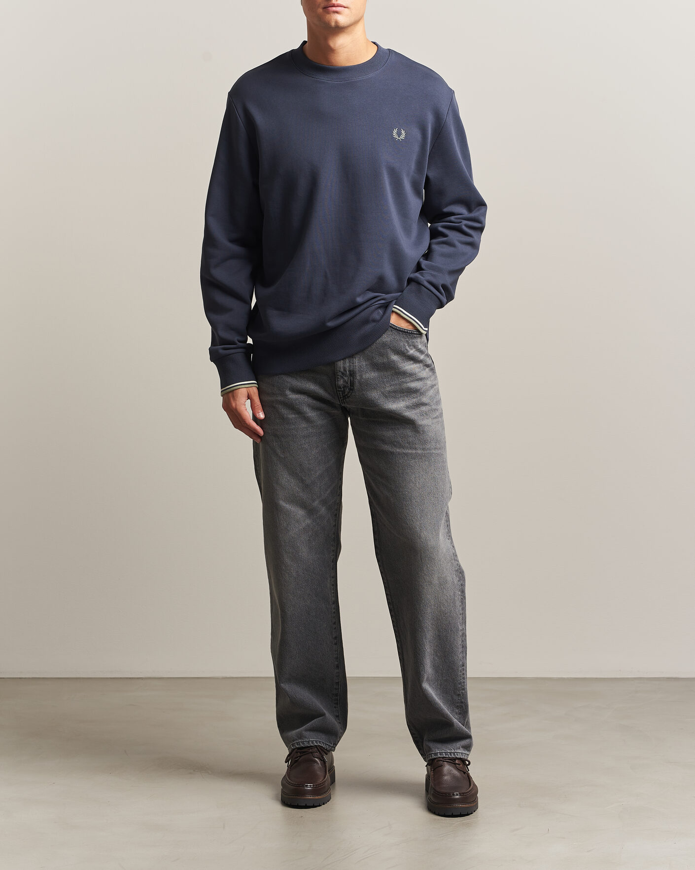 Herre | Trøjer | Fred Perry | Crew Neck Sweatshirt Dark Airforce
