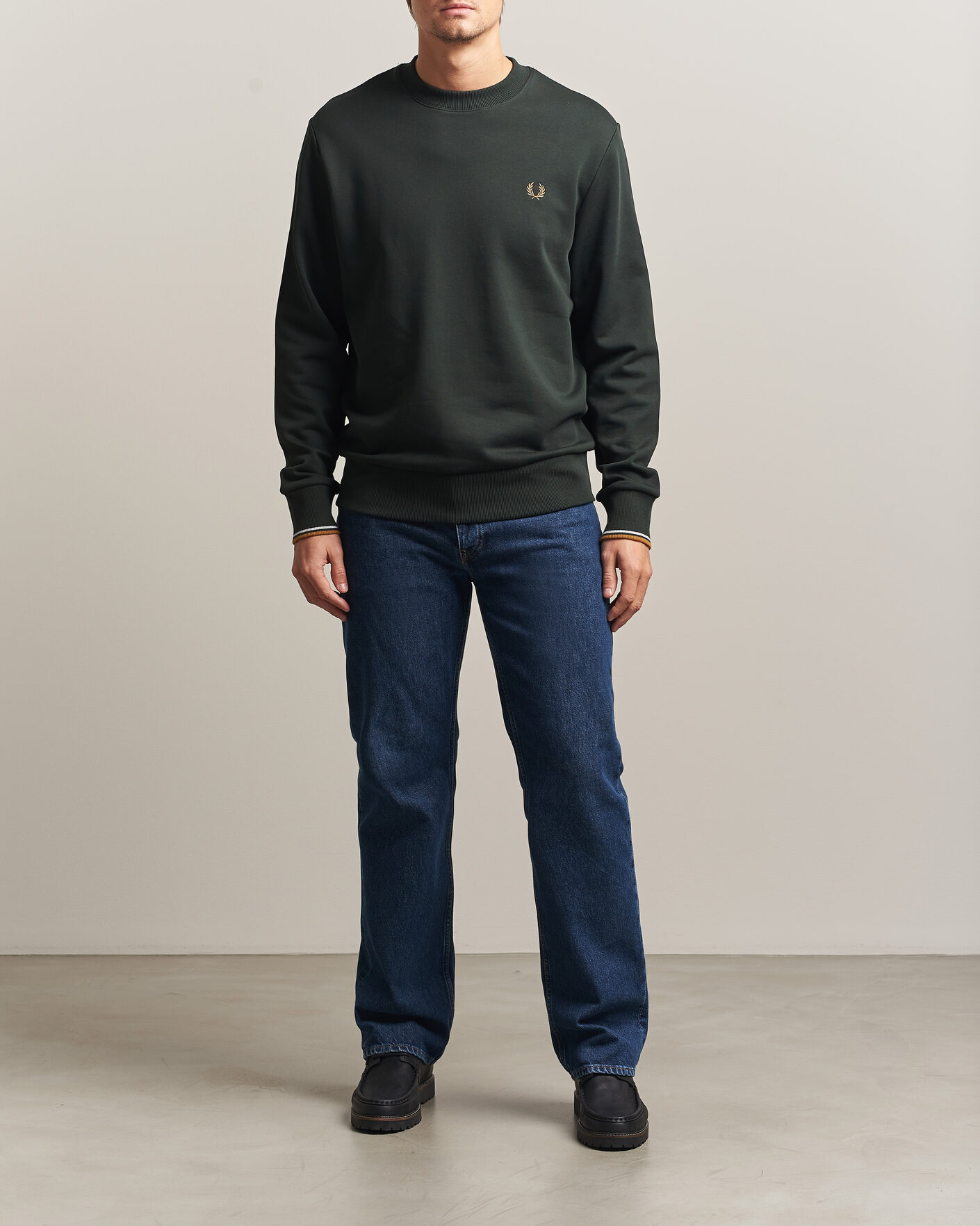 Herre | Trøjer | Fred Perry | Crew Neck Sweatshirt Night Green