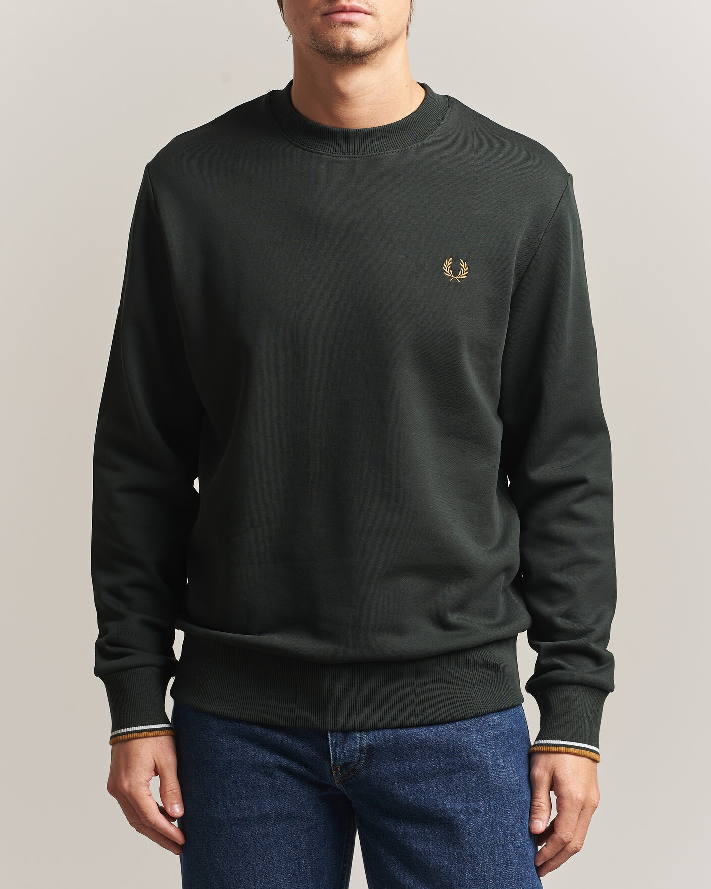 Herre | Trøjer | Fred Perry | Crew Neck Sweatshirt Night Green