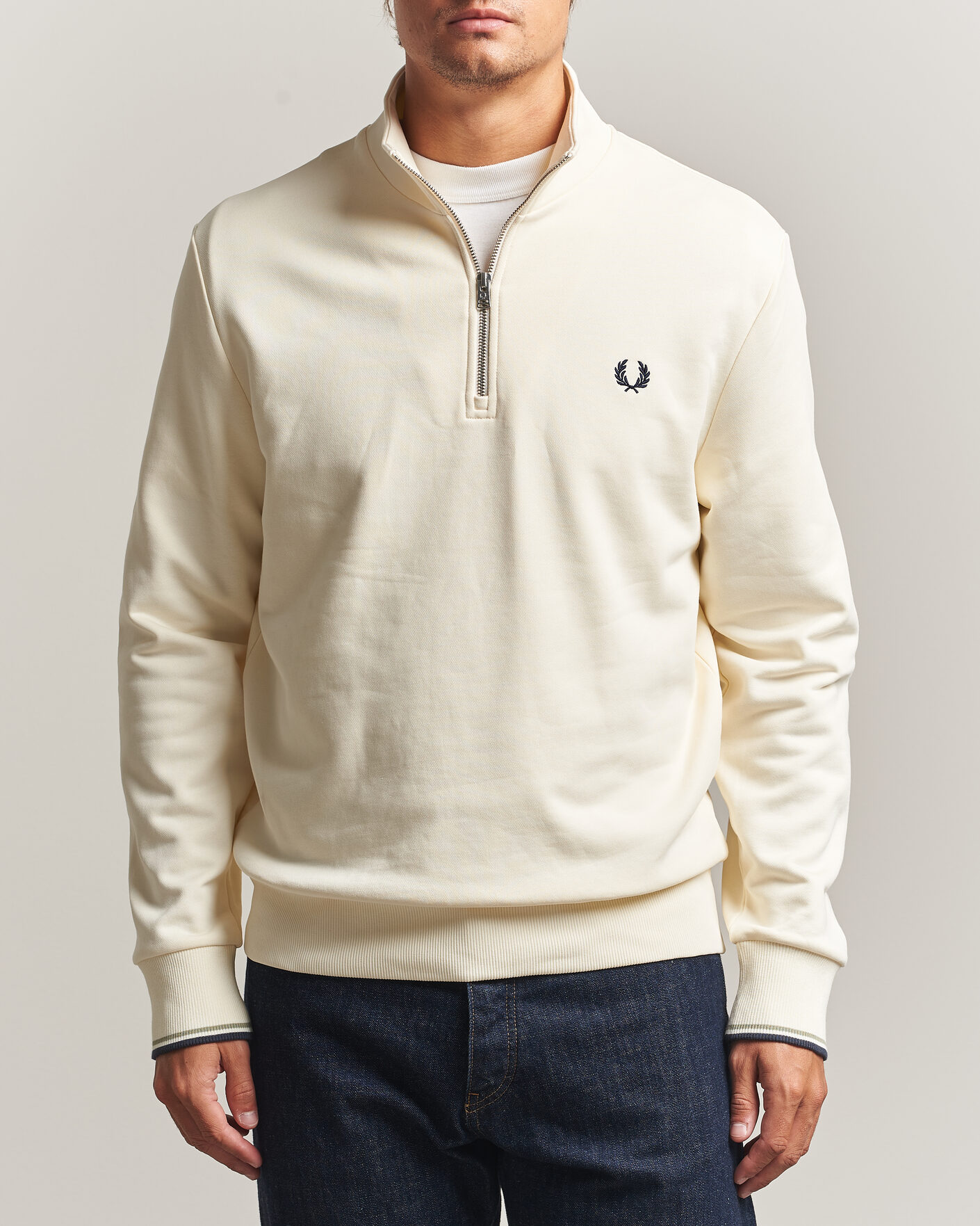 Herre | Trøjer | Fred Perry | Half Zip Sweatshirt Ecru