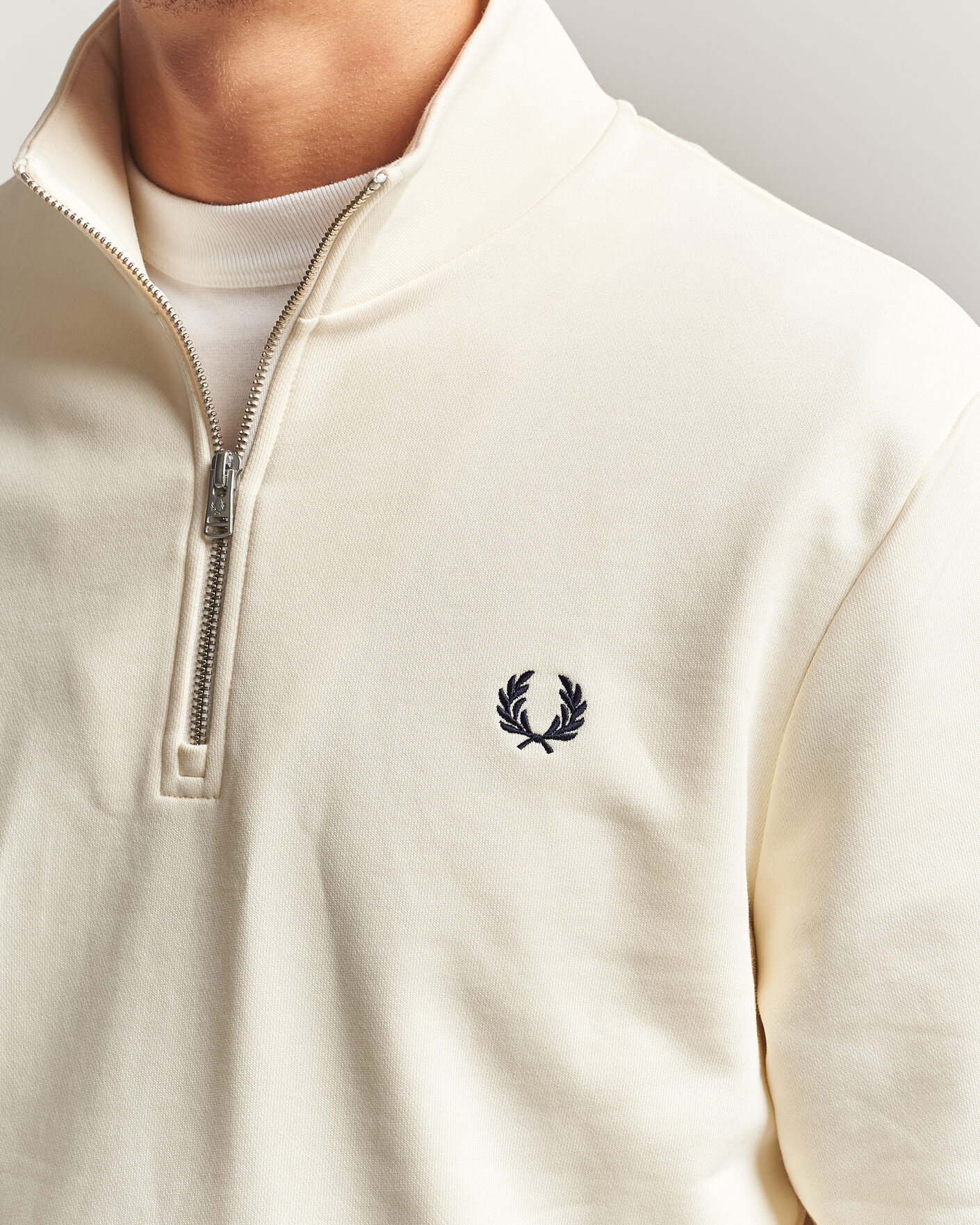 Herre | Trøjer | Fred Perry | Half Zip Sweatshirt Ecru