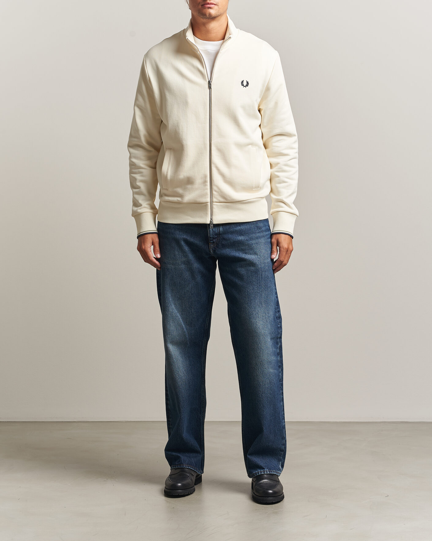 Herre | Trøjer | Fred Perry | Full Zip Sweatshirt Ecru