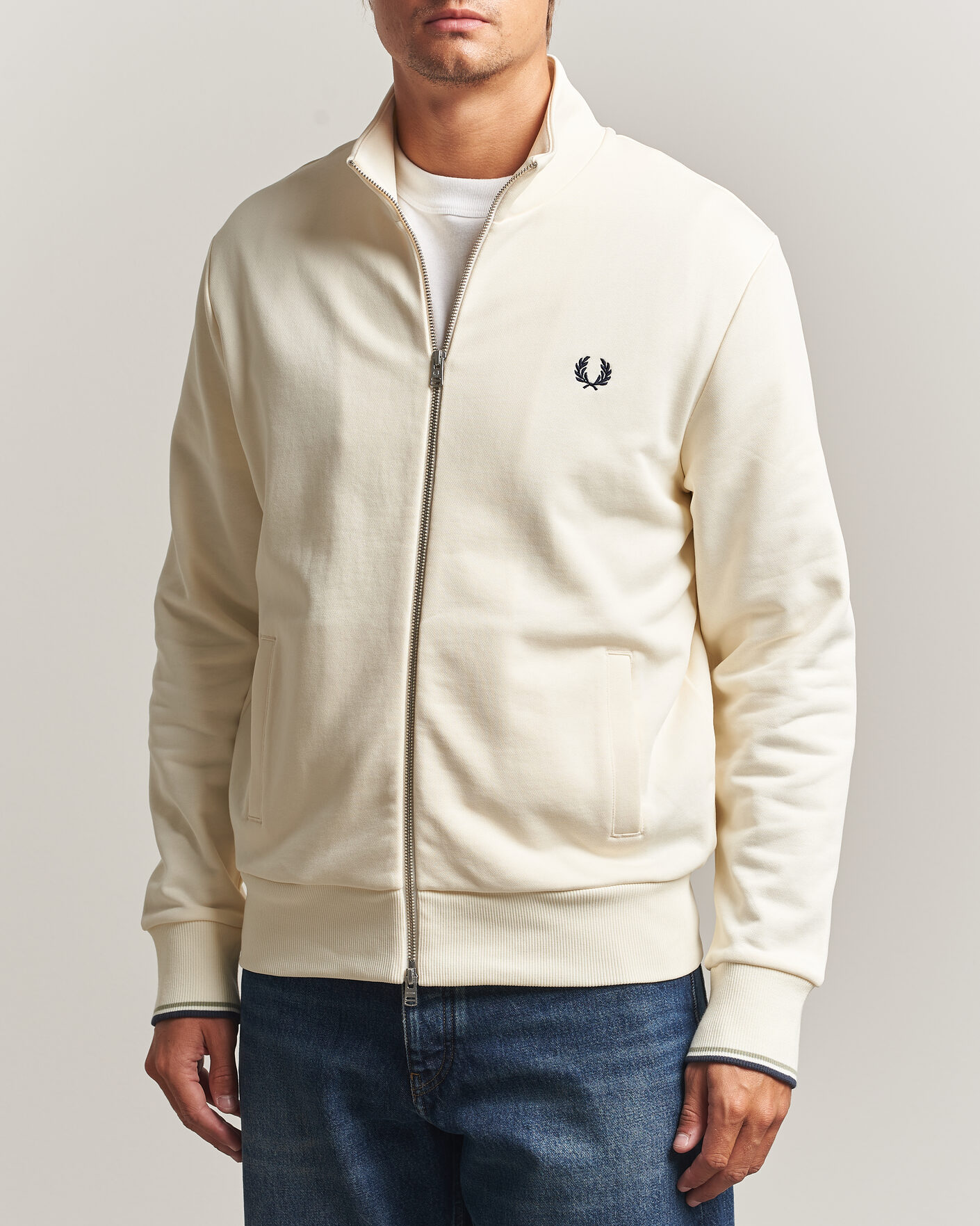 Herre | Trøjer | Fred Perry | Full Zip Sweatshirt Ecru