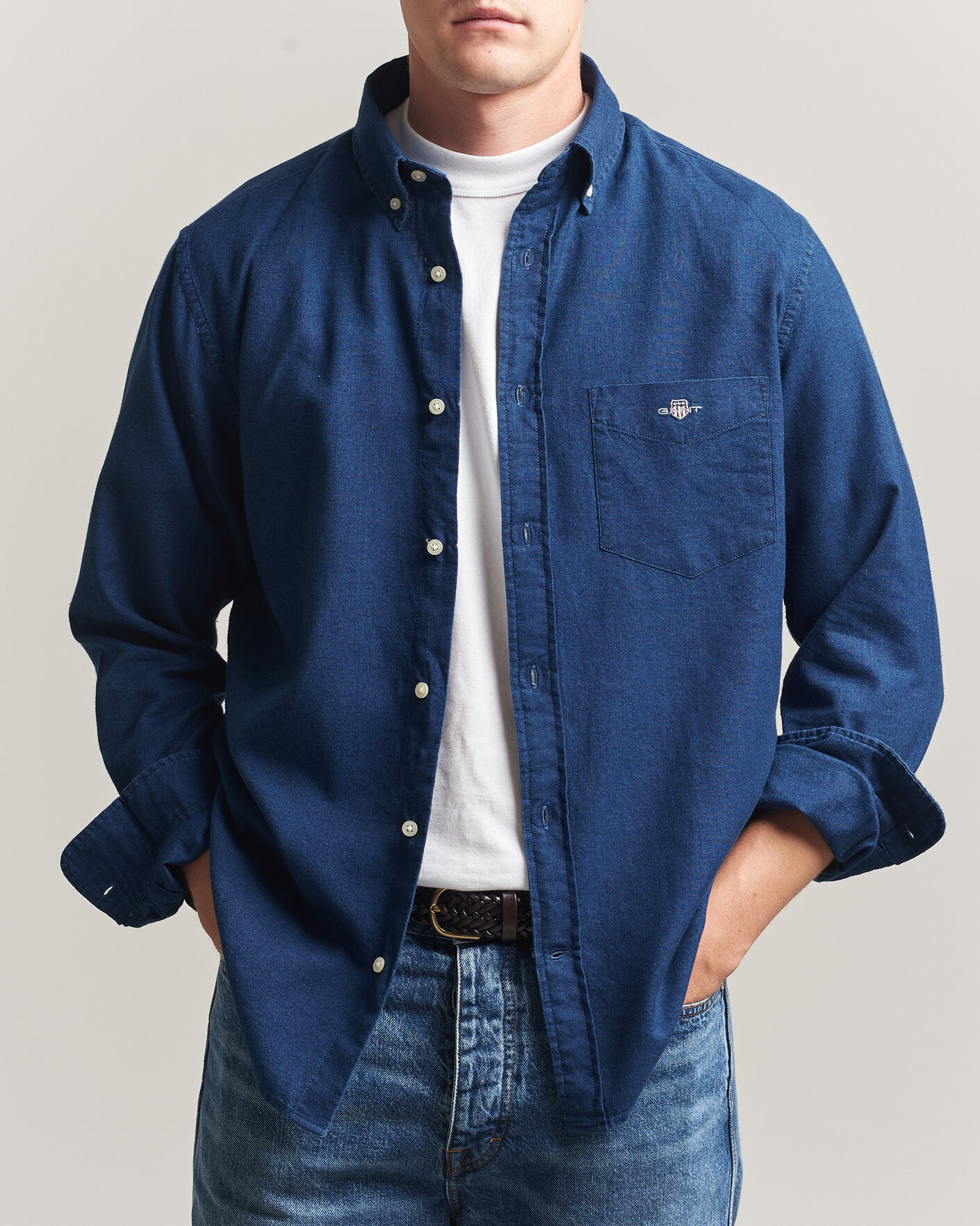 Herre | Skjorter | Gant | Regular Fit Indigo Oxford Shirt Dark Blue