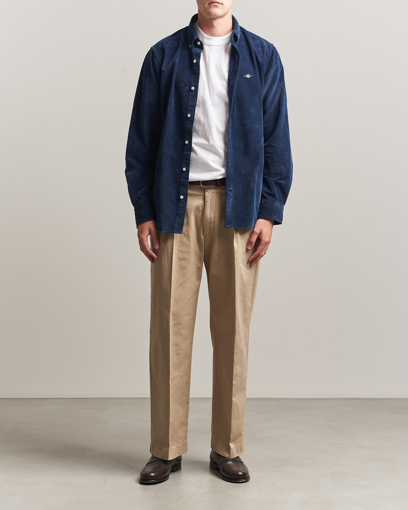 Herre | Skjorter | Gant | Indigo Corduroy Shirt Dark Blue