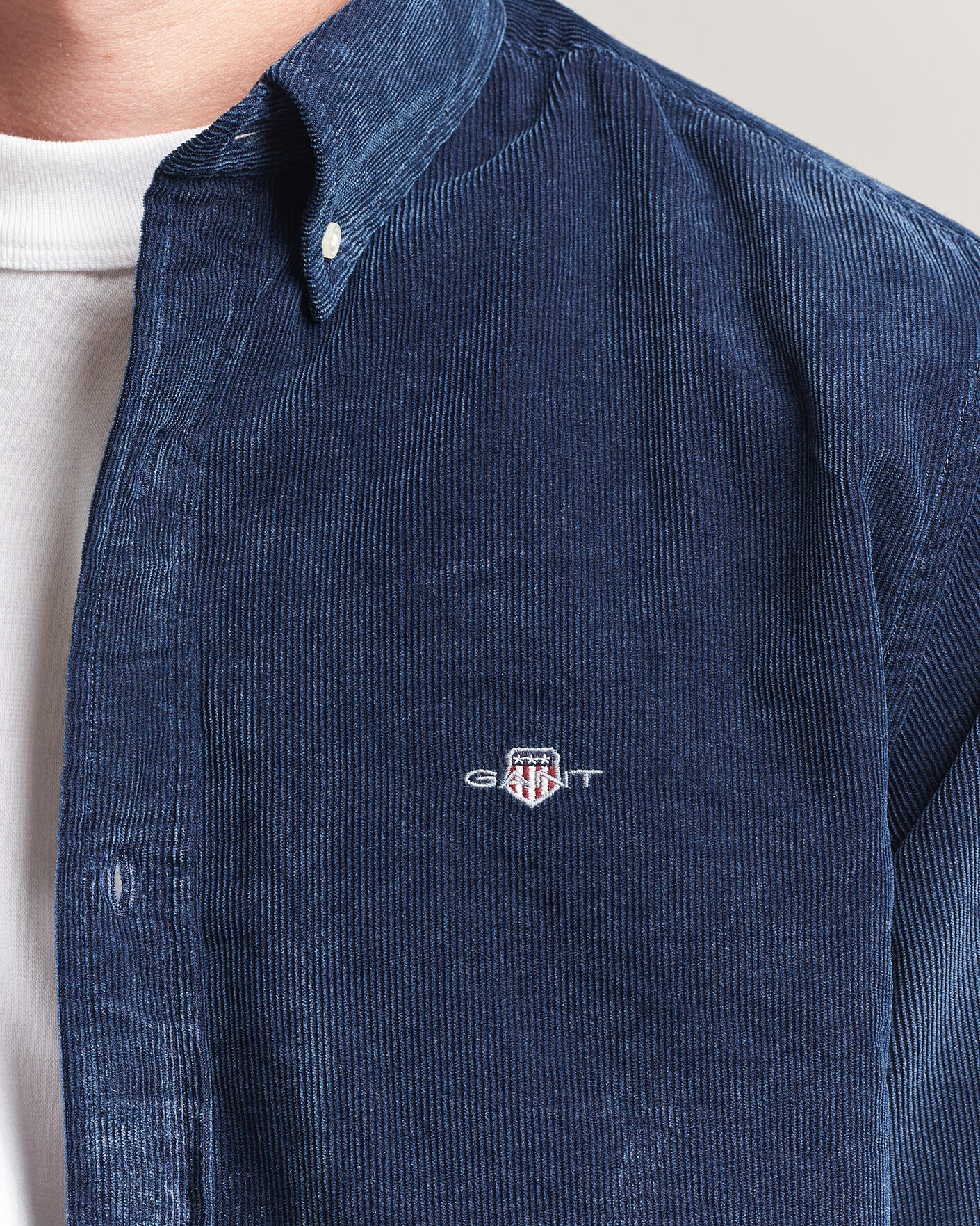 Herre | Skjorter | Gant | Indigo Corduroy Shirt Dark Blue