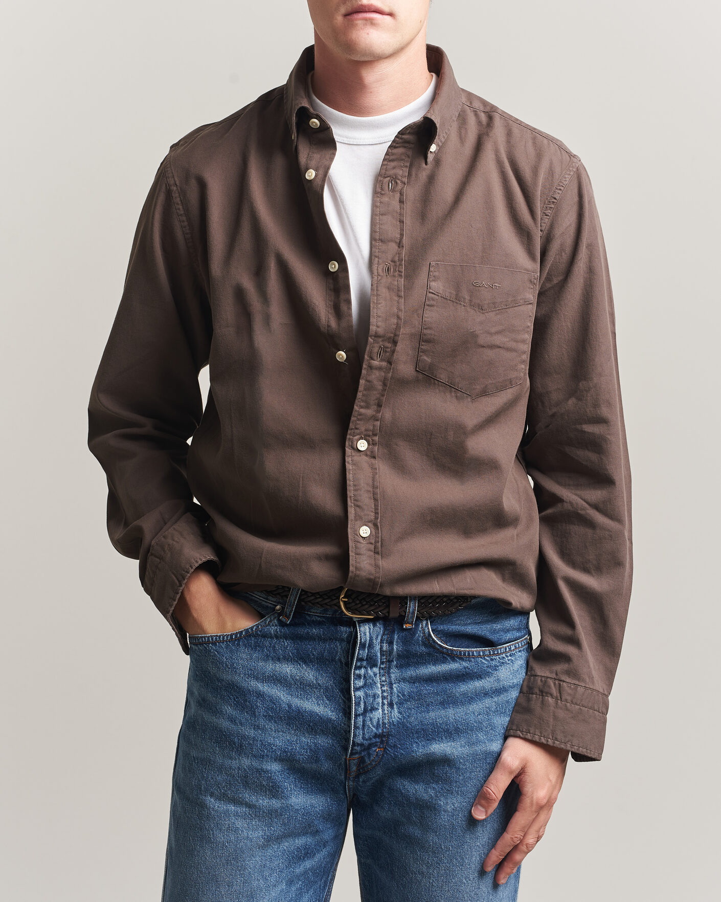 Herre | Skjorter | Gant | Regular Fit Garment Dyed Twill Shirt Shadow Brown