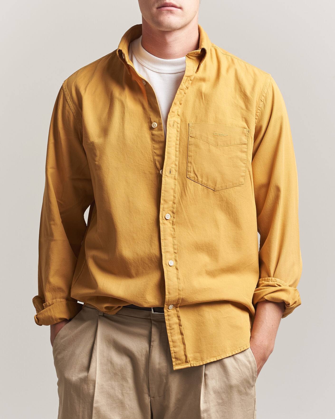 Herre | Skjorter | Gant | Regular Fit Garment Dyed Twill Shirt Turmeric Shine