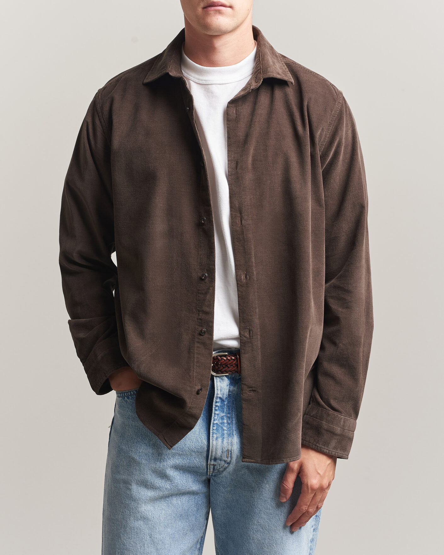 Herre | Skjorter | Gant | Regular Fit Baby Cord Shirt Shadow Brown