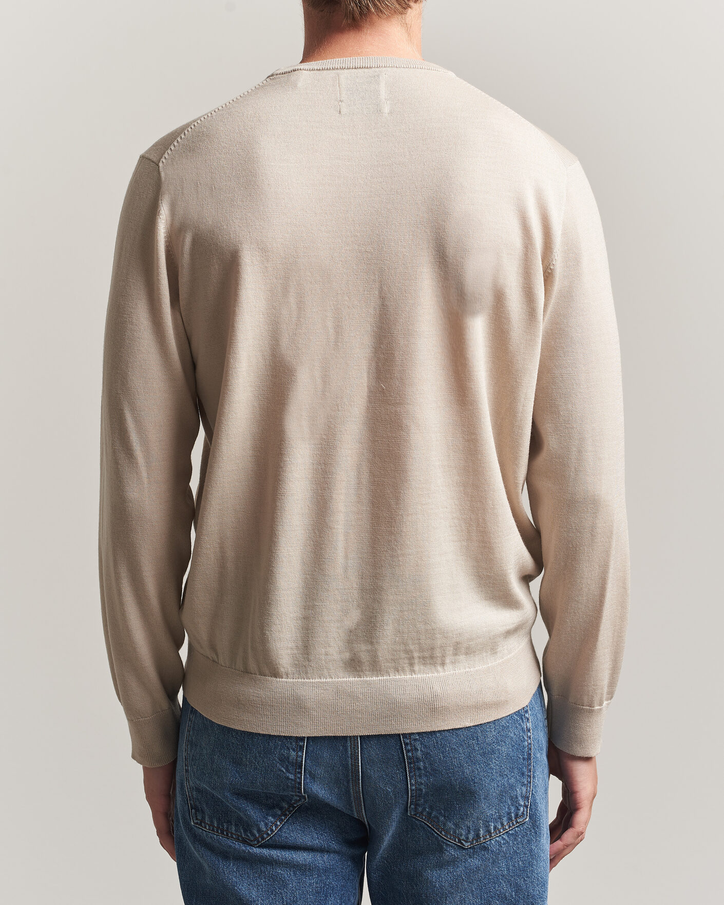 Herre | Trøjer | Gant | Extrafine Merino Knitted Crew Neck Clay Beige