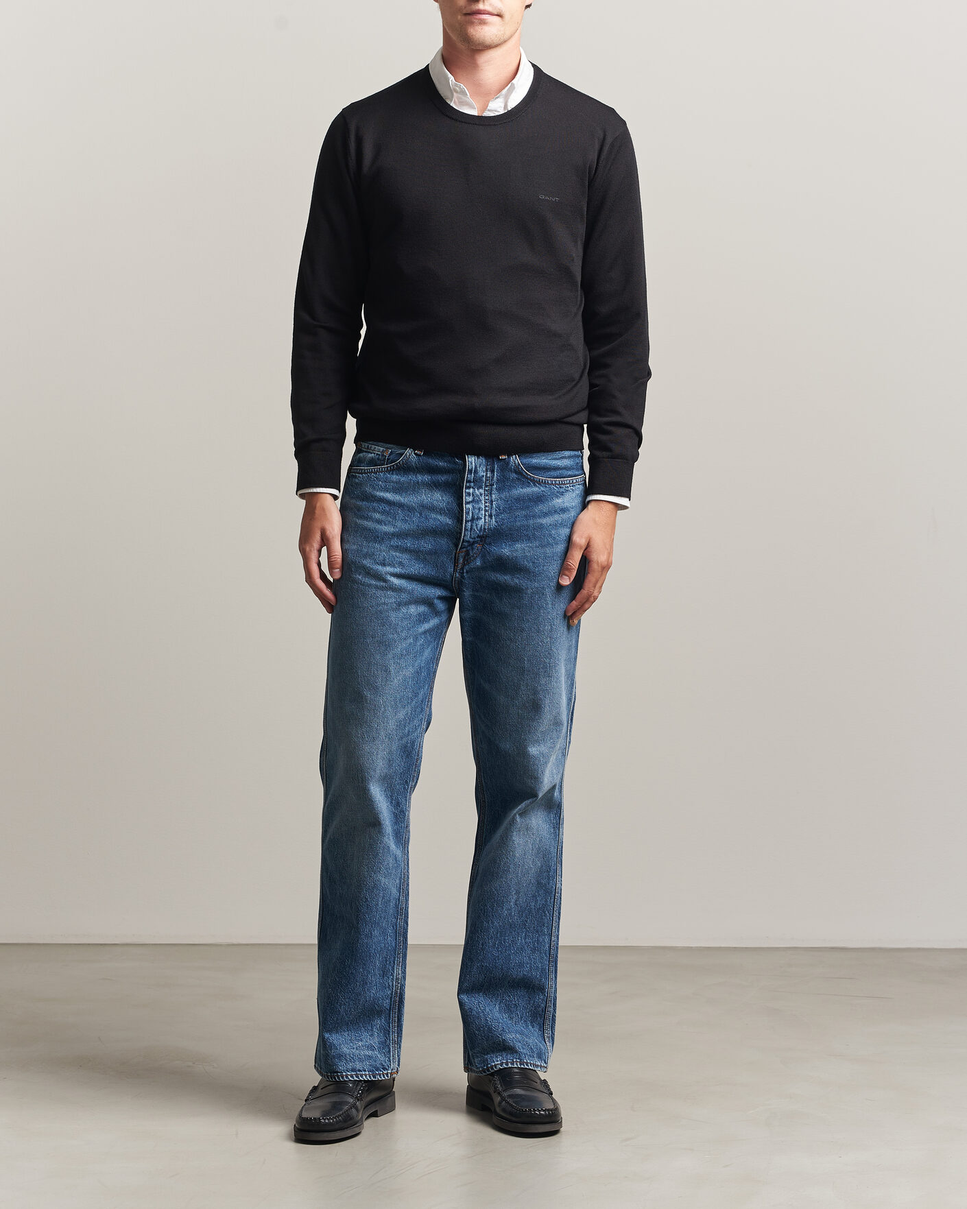 Herre | Trøjer | Gant | Extrafine Merino Knitted Crew Neck Black