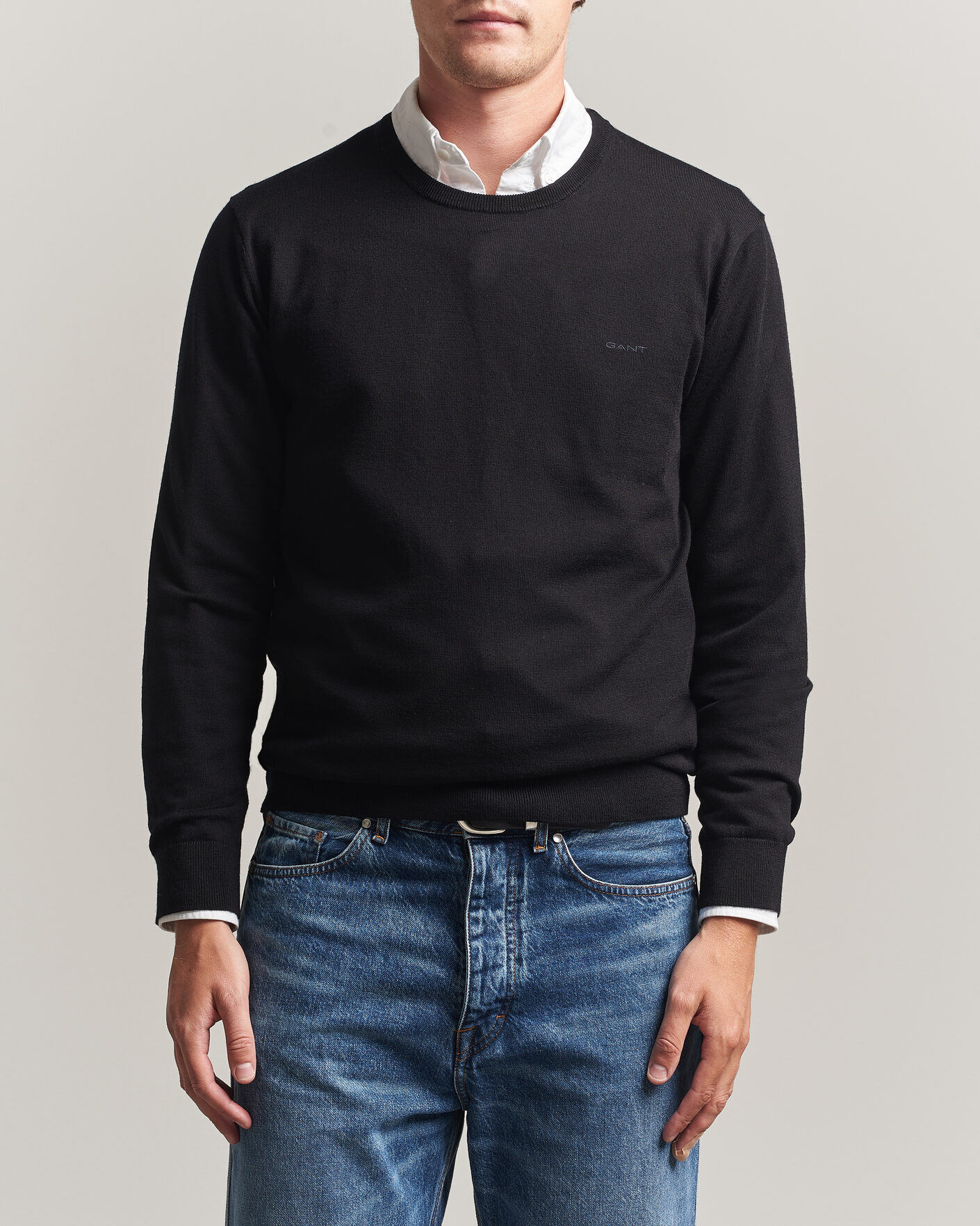 Herre | Trøjer | Gant | Extrafine Merino Knitted Crew Neck Black