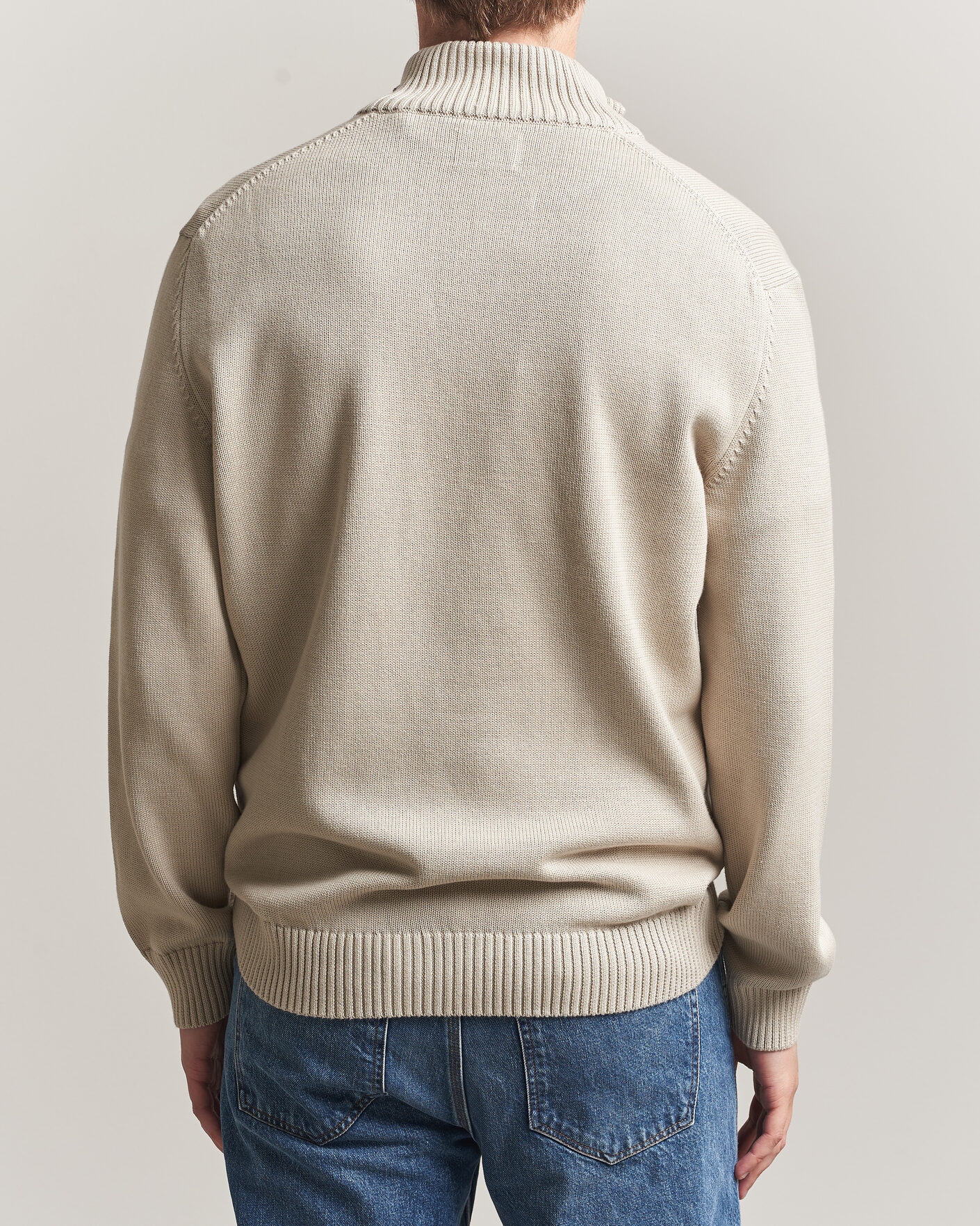 Herre | Trøjer | Gant | Casual Cotton Knitted Half Zip Clay Beige