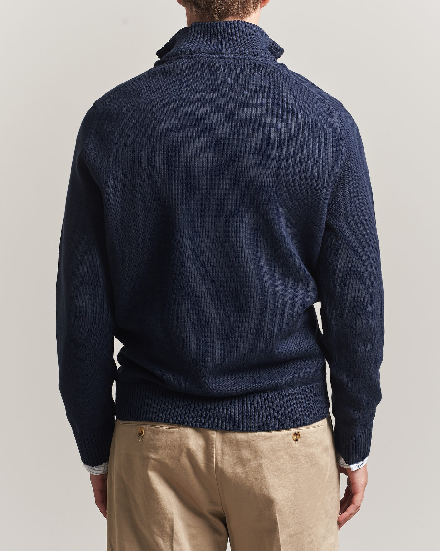 Herre | Trøjer | Gant | Casual Cotton Knitted Half Zip Evening Blue